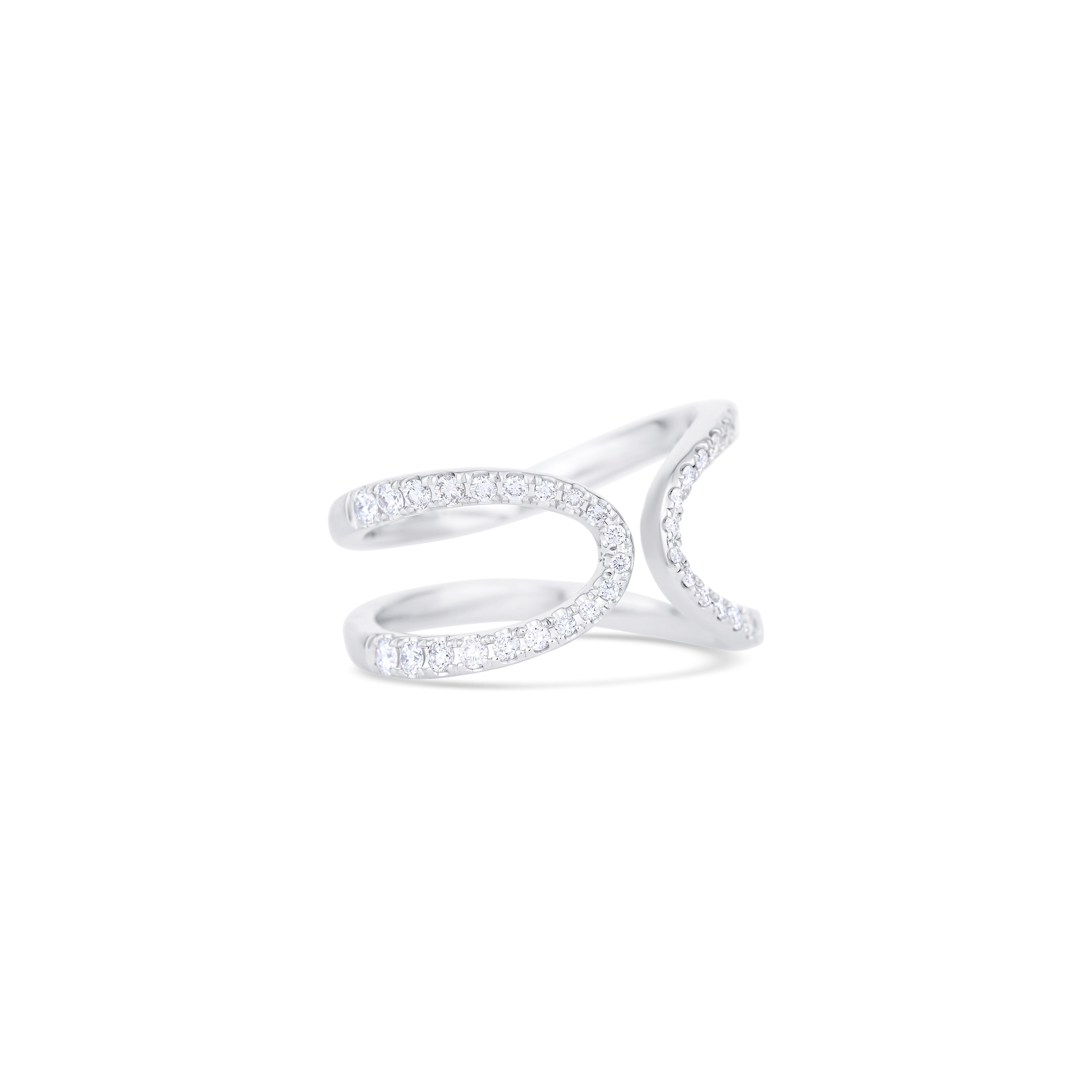 14K White Gold Round Diamond Loop Ring