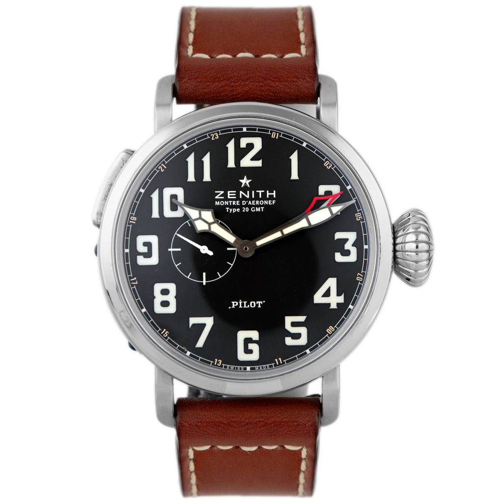 Zenith Pilot Type 20 GMT Stainless Steel Black Dial 48mm 03.2430.693/2