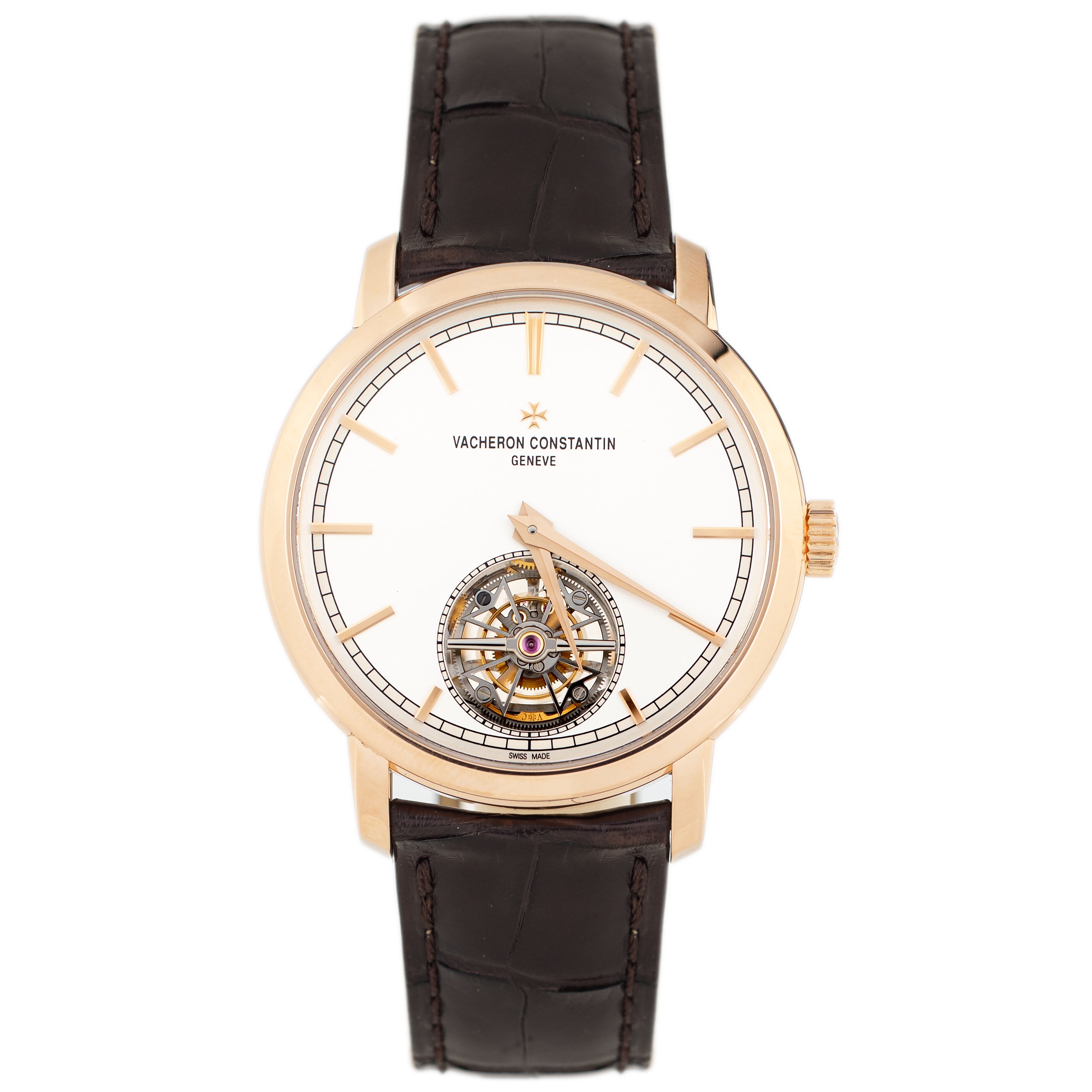 Vacheron Constantin Traditionnelle Tourbillon Rose Gold Silver Dial 41mm 6000T/000R-B346 Full Set