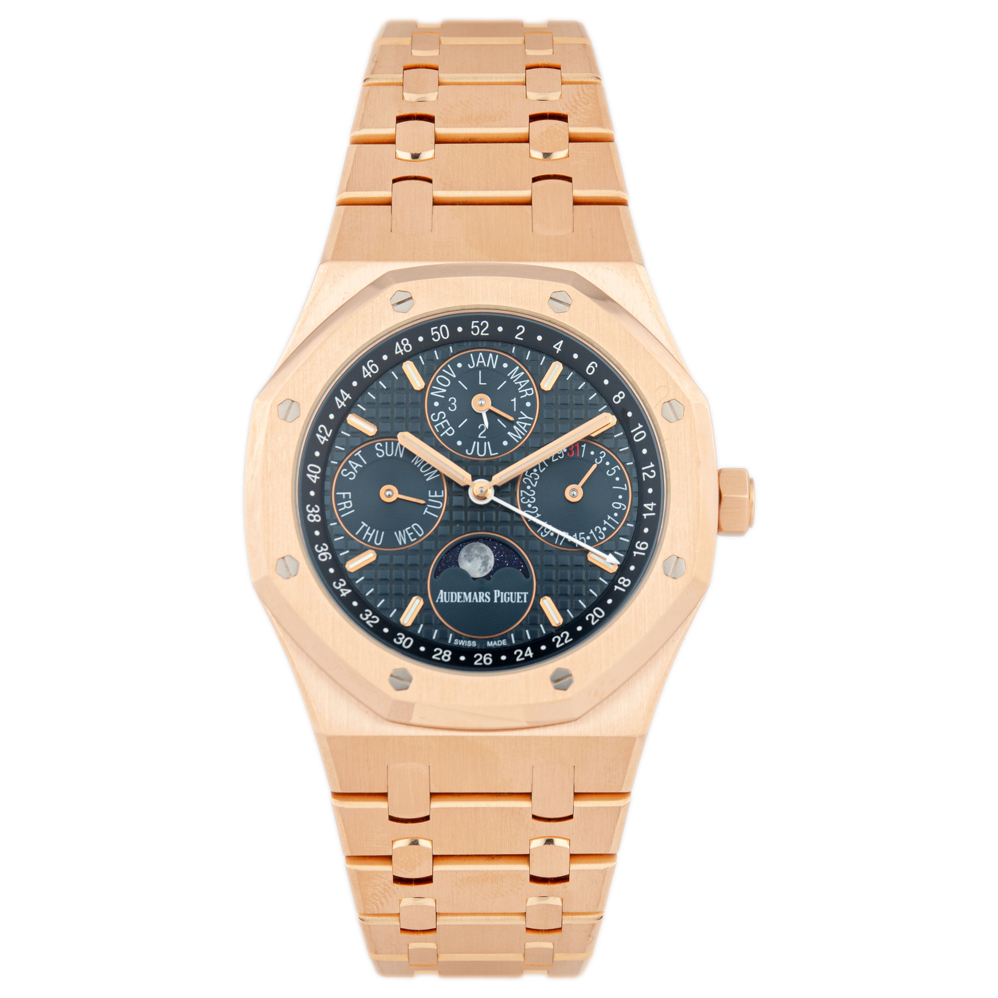 Audemars Piguet Royal Oak Perpetual Calendar Rose Gold Blue Dial 41mm 26574OR.OO.1220OR.03 Full Set