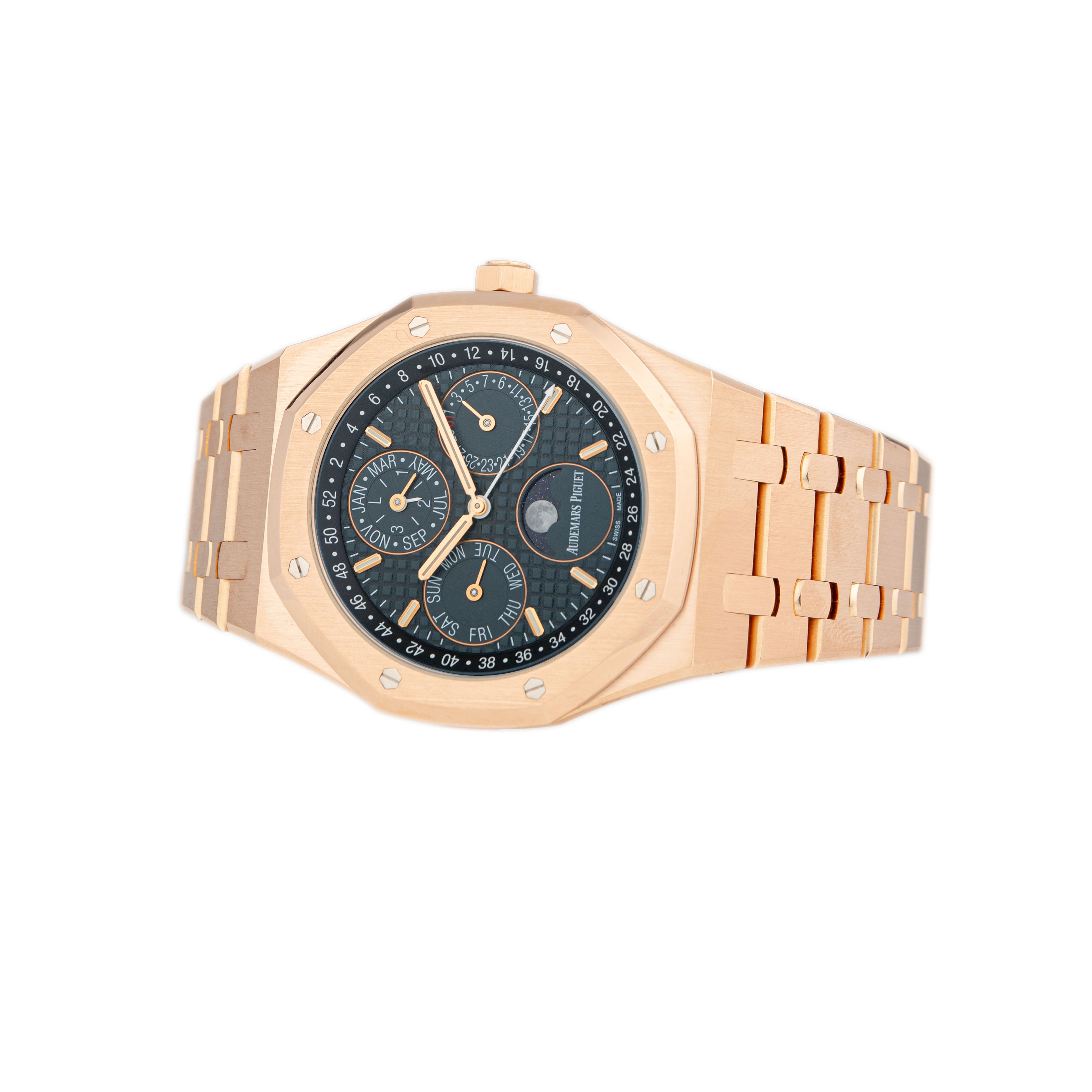 Audemars Piguet Royal Oak Perpetual Calendar Rose Gold Blue Dial 41mm 26574OR.OO.1220OR.03 Full Set