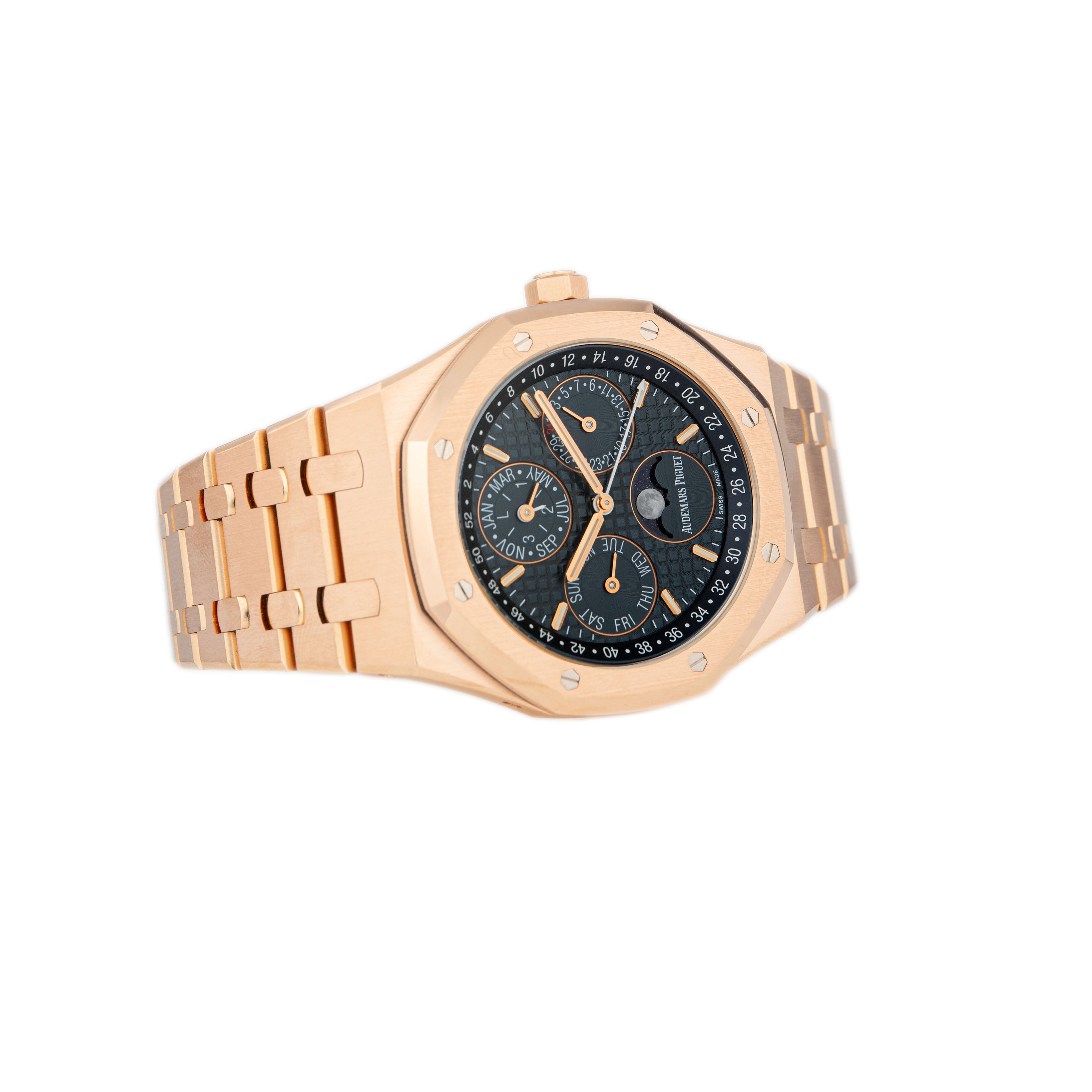 Audemars Piguet Royal Oak Perpetual Calendar Rose Gold Blue Dial 41mm 26574OR.OO.1220OR.03 Full Set