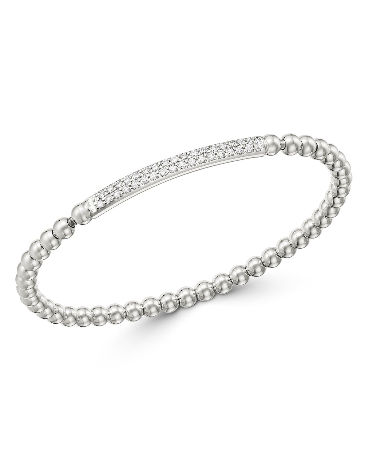14K White Gold Pavé Diamond Beaded Bracelet 0.51CTW