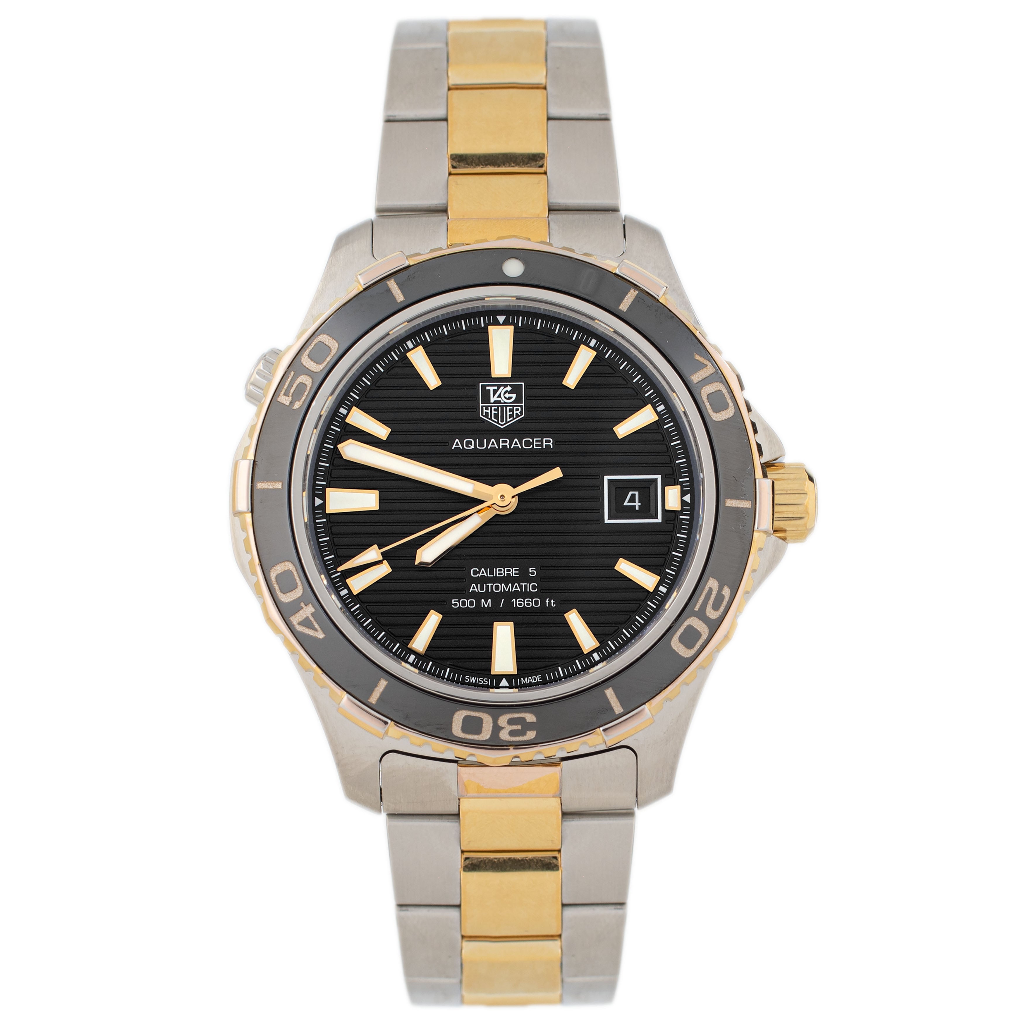 TAG Heuer Aquaracer 500M Stainless Steel & Yellow Gold Black Dial 41mm WAK2122.BB0835