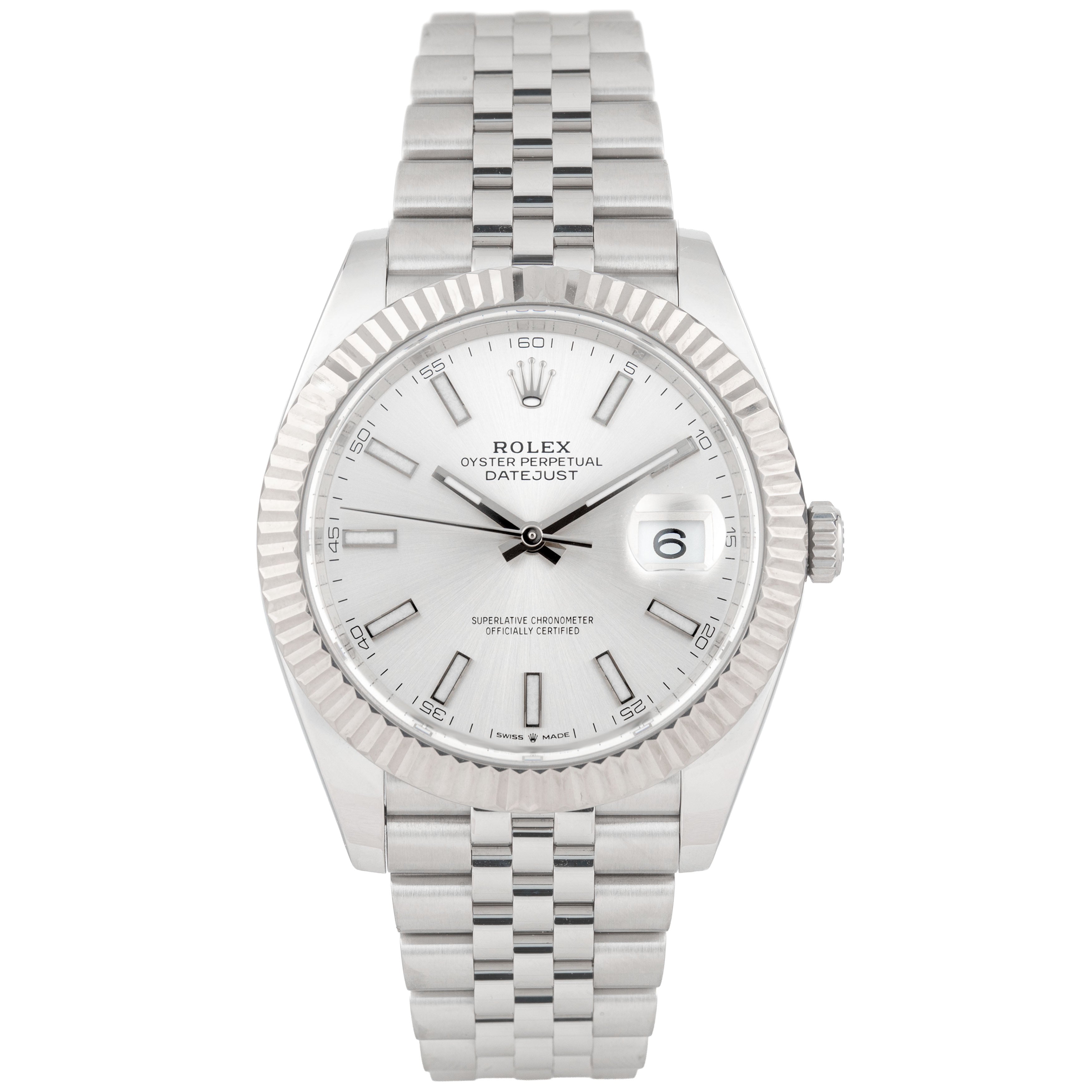 Rolex Datejust 41 Stainless Steel Silver Dial 41mm Fluted Jubilee 126334 Full Set