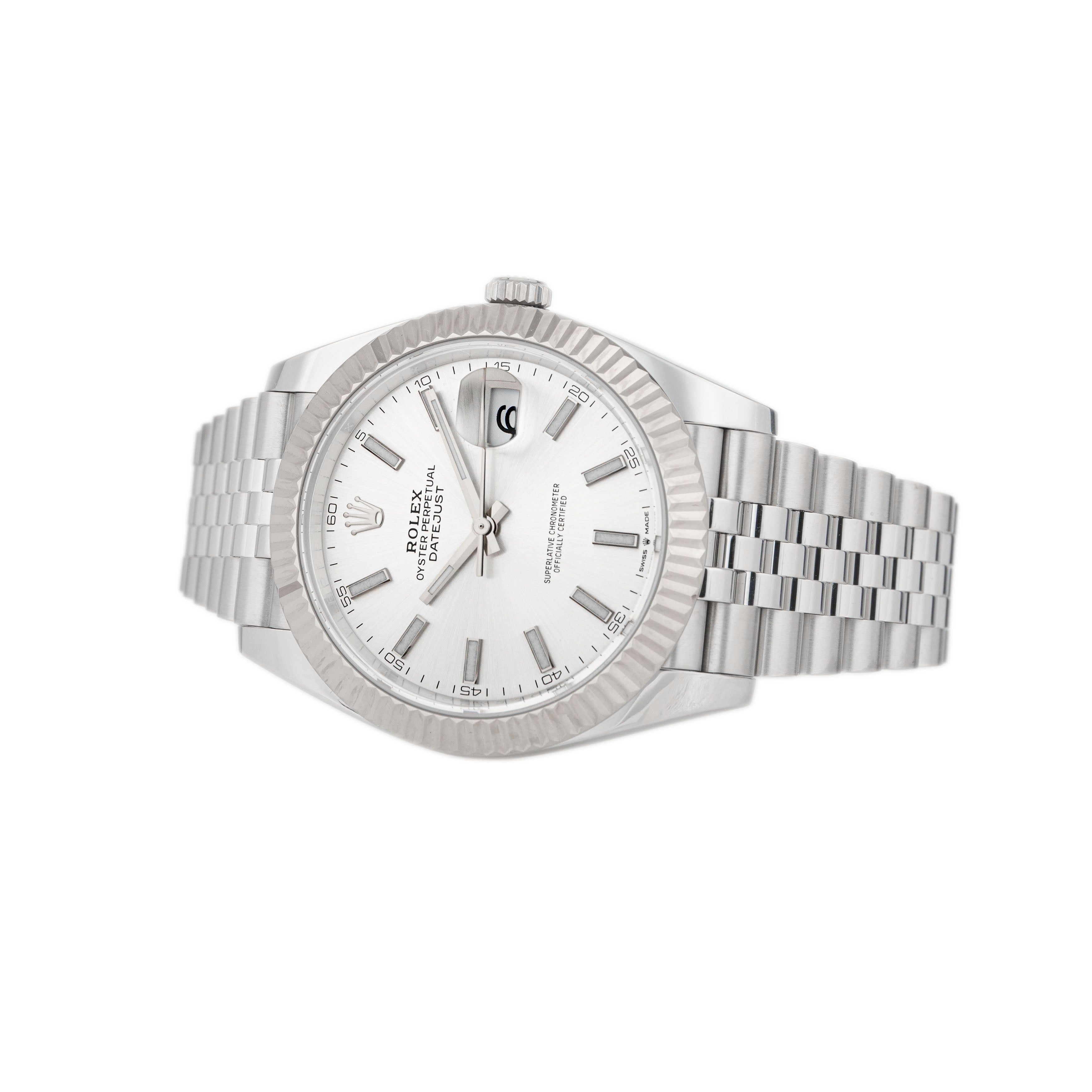 Rolex Datejust 41 Stainless Steel Silver Dial 41mm Fluted Jubilee 126334 Full Set