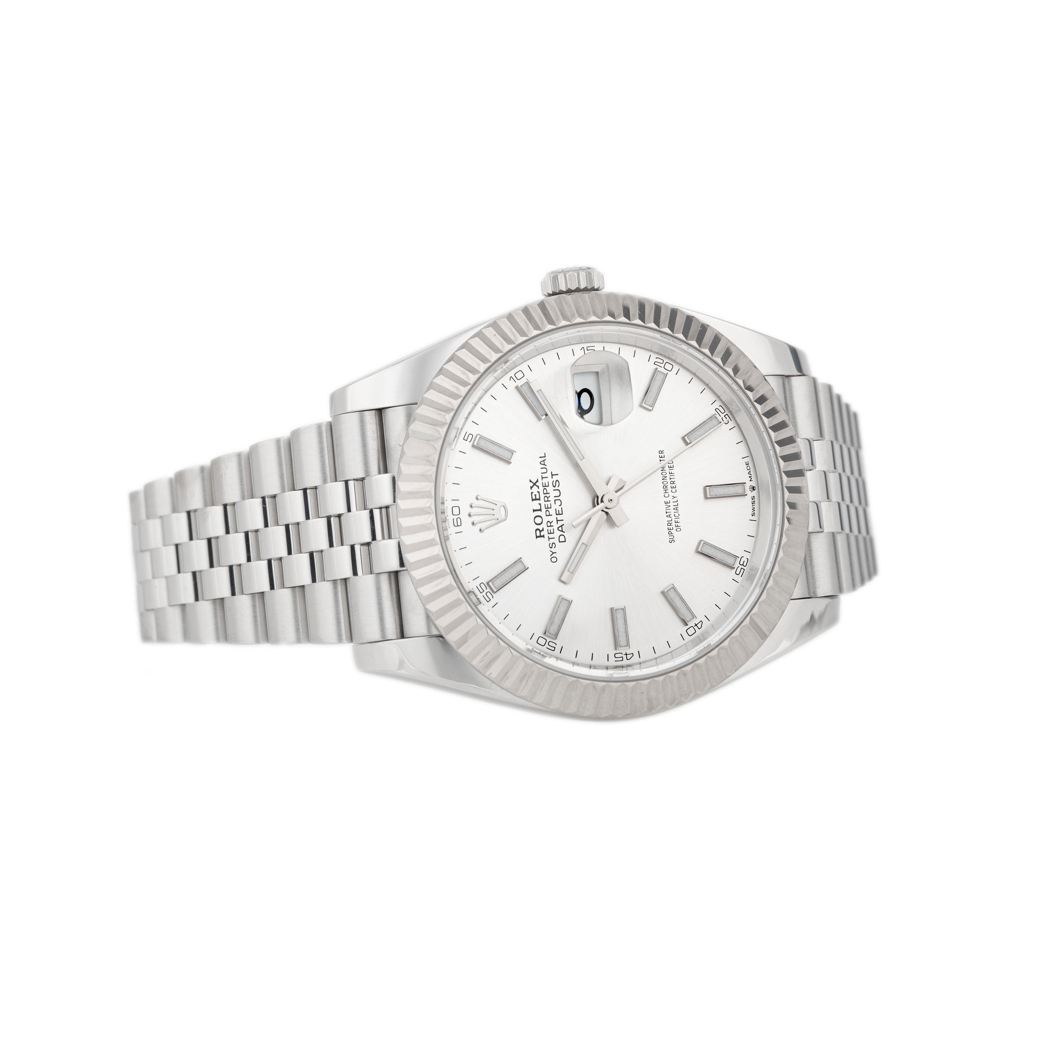 Rolex Datejust 41 Stainless Steel Silver Dial 41mm Fluted Jubilee 126334 Full Set