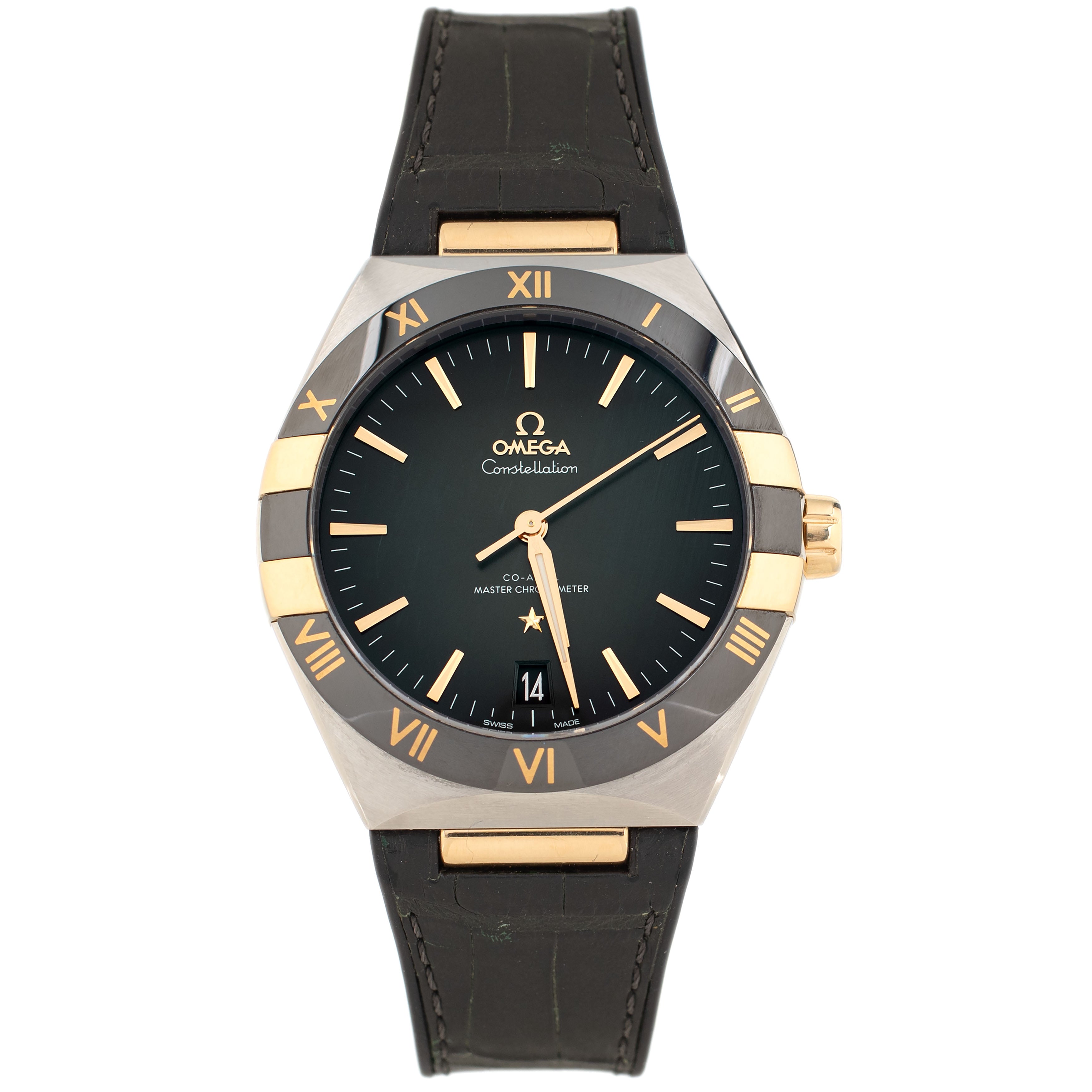 Omega Constellation Stainless Steel Yellow Gold Green Dial 41mm 131.23.41.21.10.001 Full set