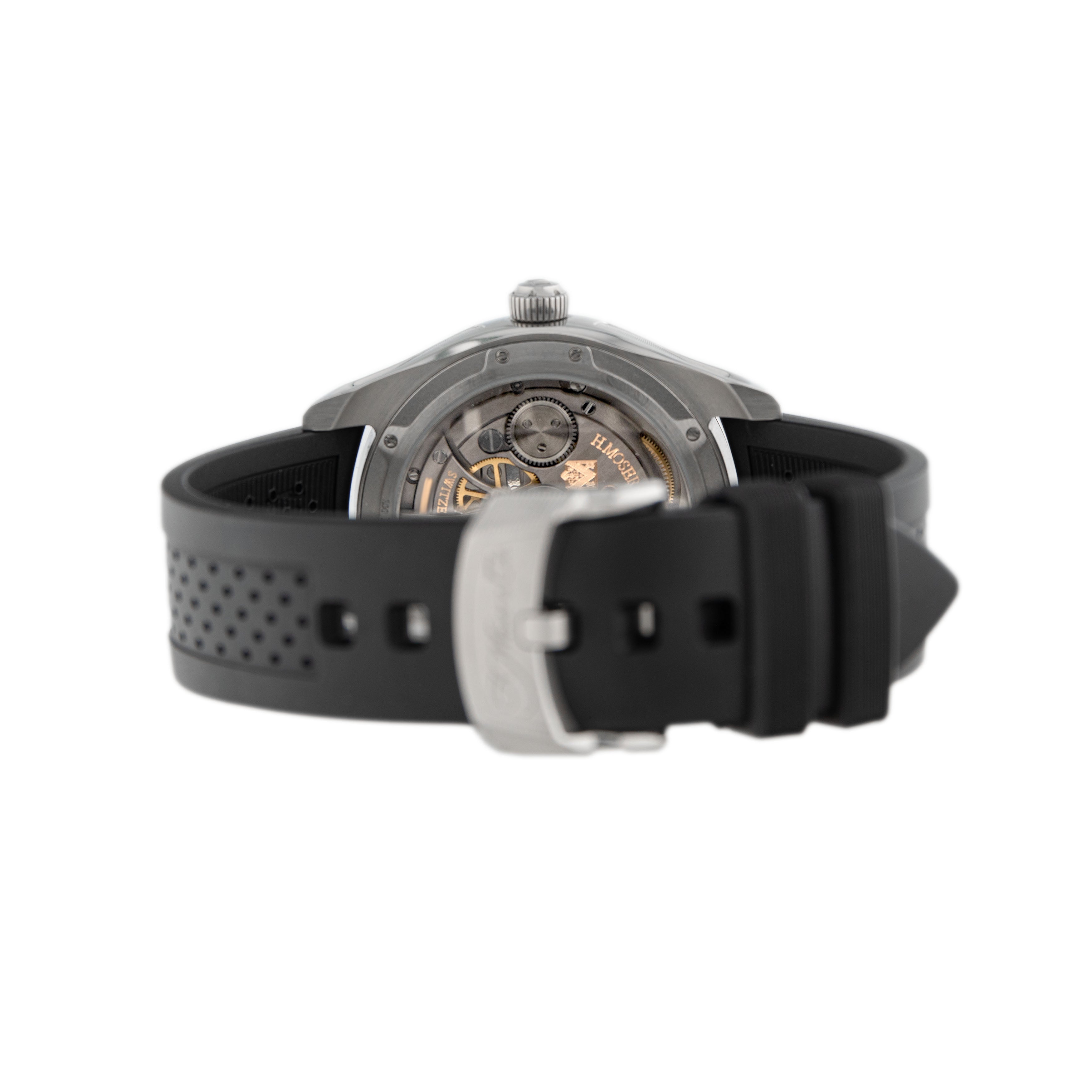 H. Moser & Cie Pioneer Retrograde Seconds Midnight Blue Stainless Steel Blue Dial 42.8mm 3250-1200 Full Set