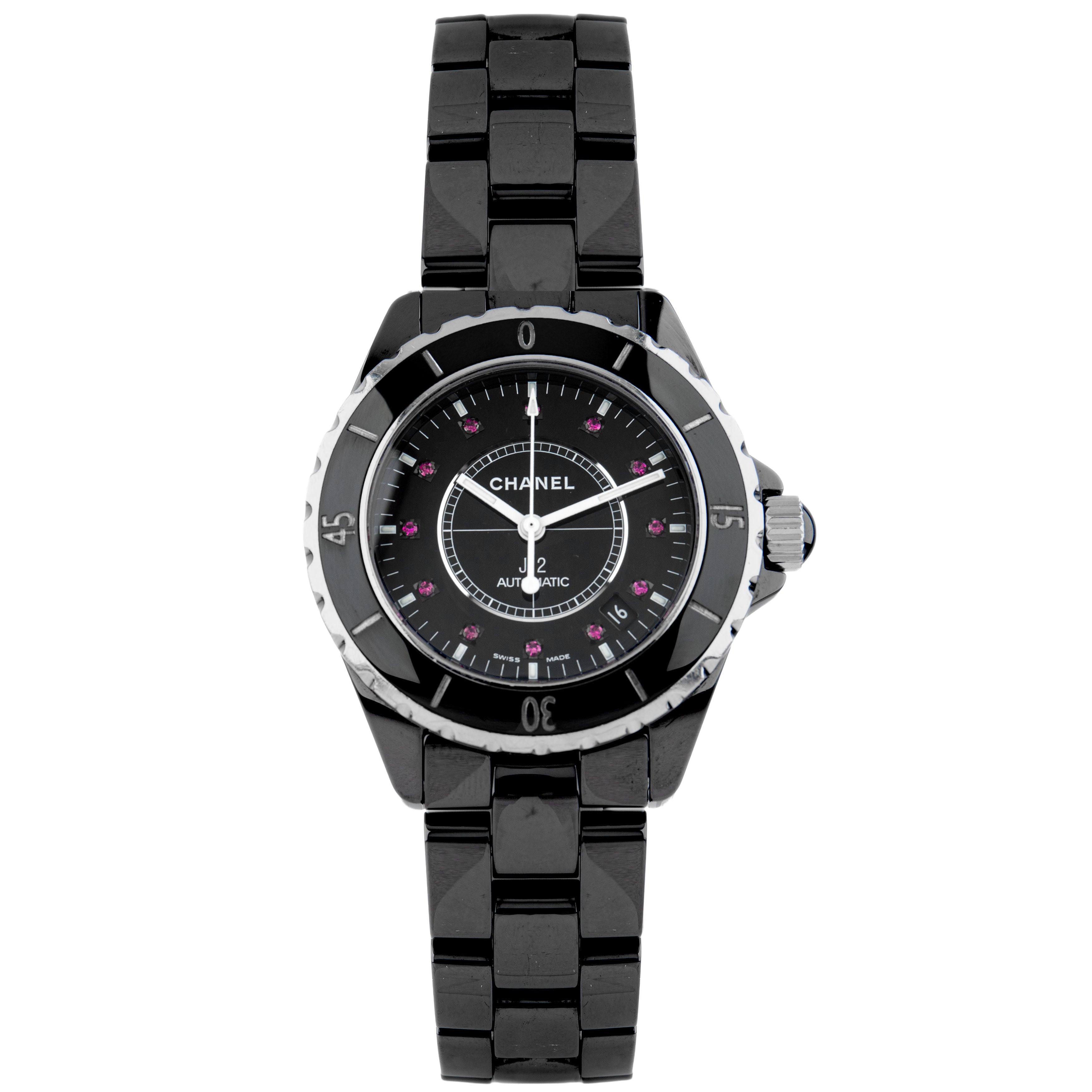 Chanel J12 Classic  Black Dial Black Ceramic on Bracelet 38mm H1635 Full Set