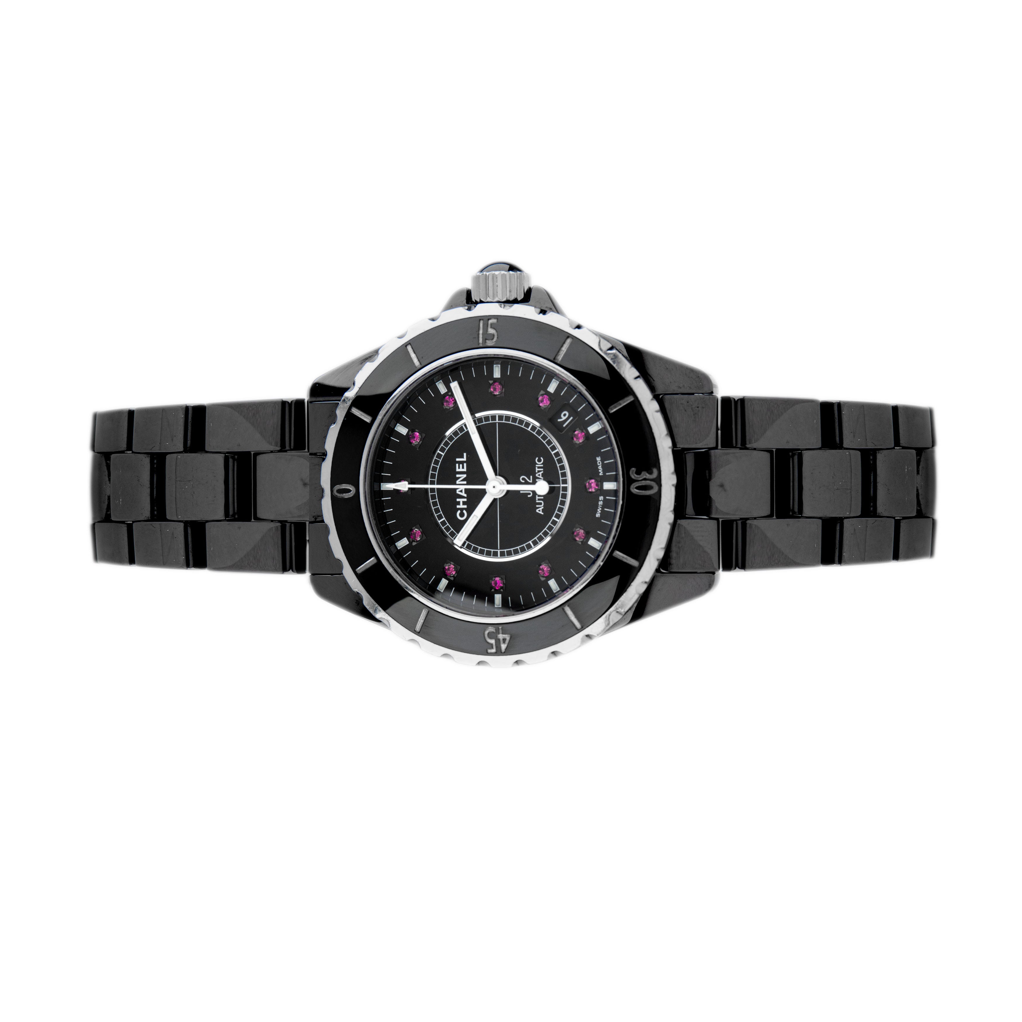 Chanel J12 Classic  Black Dial Black Ceramic on Bracelet 38mm H1635 Full Set