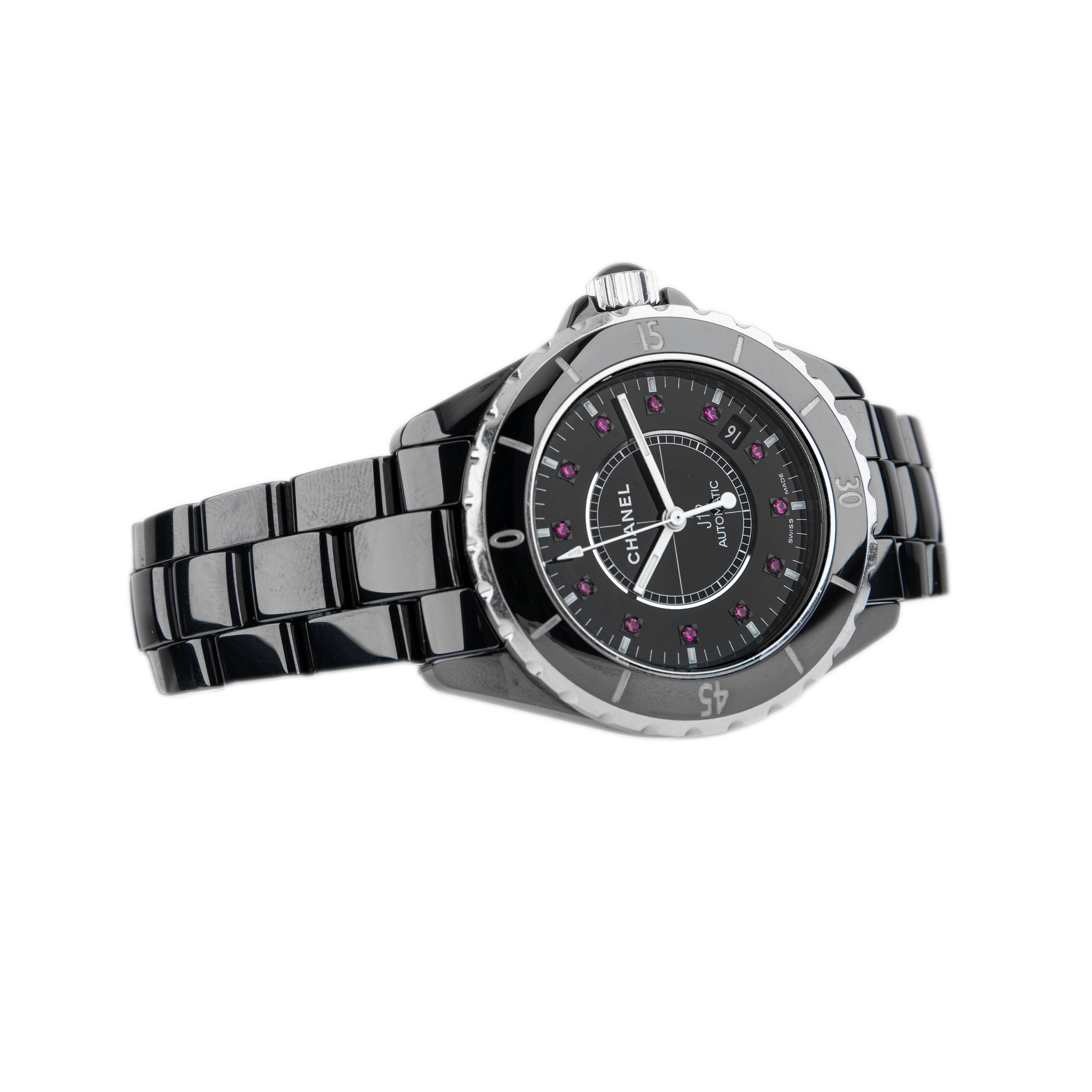 Chanel J12 Classic  Black Dial Black Ceramic on Bracelet 38mm H1635 Full Set