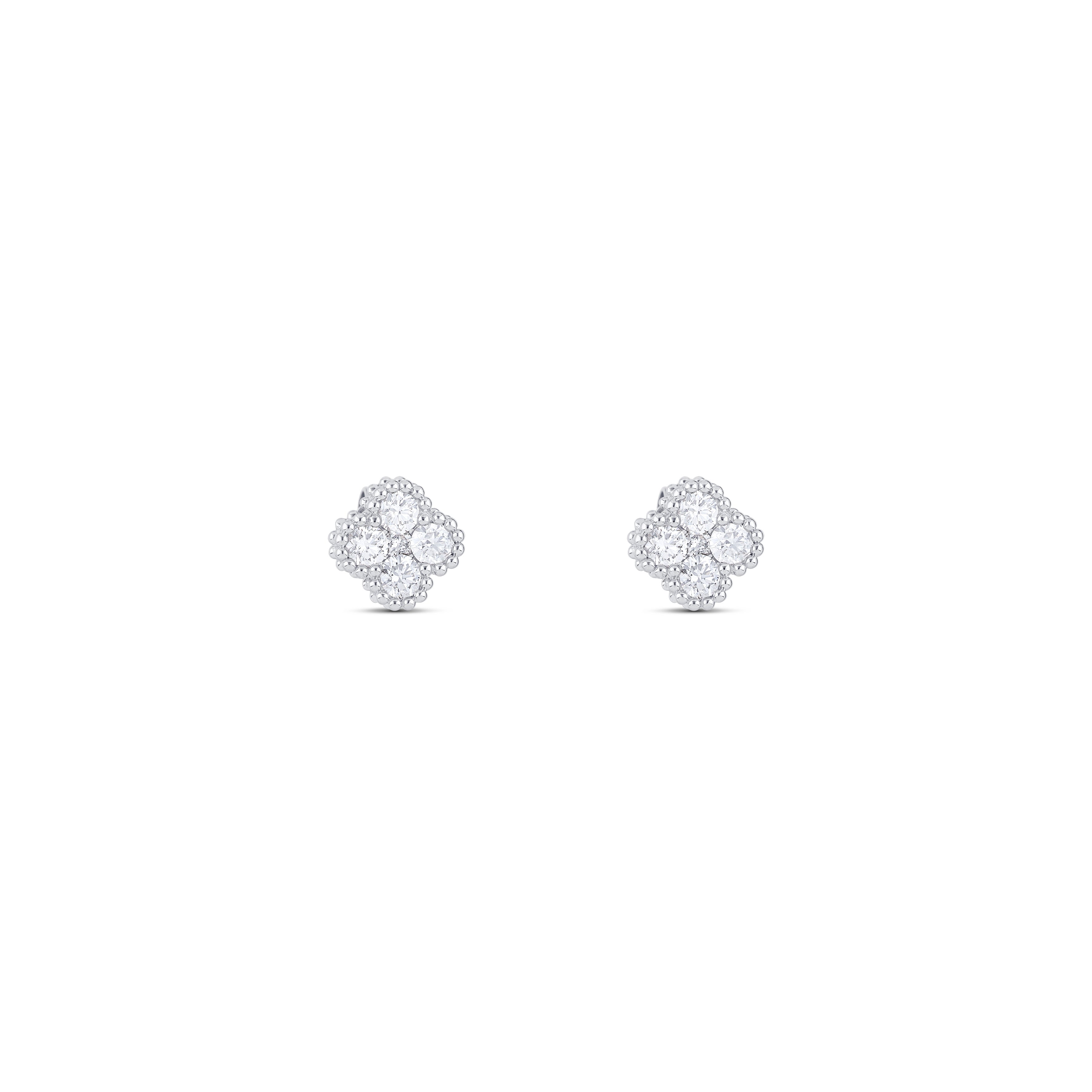 14K White Gold Round Diamond Cluster Stud Earrings