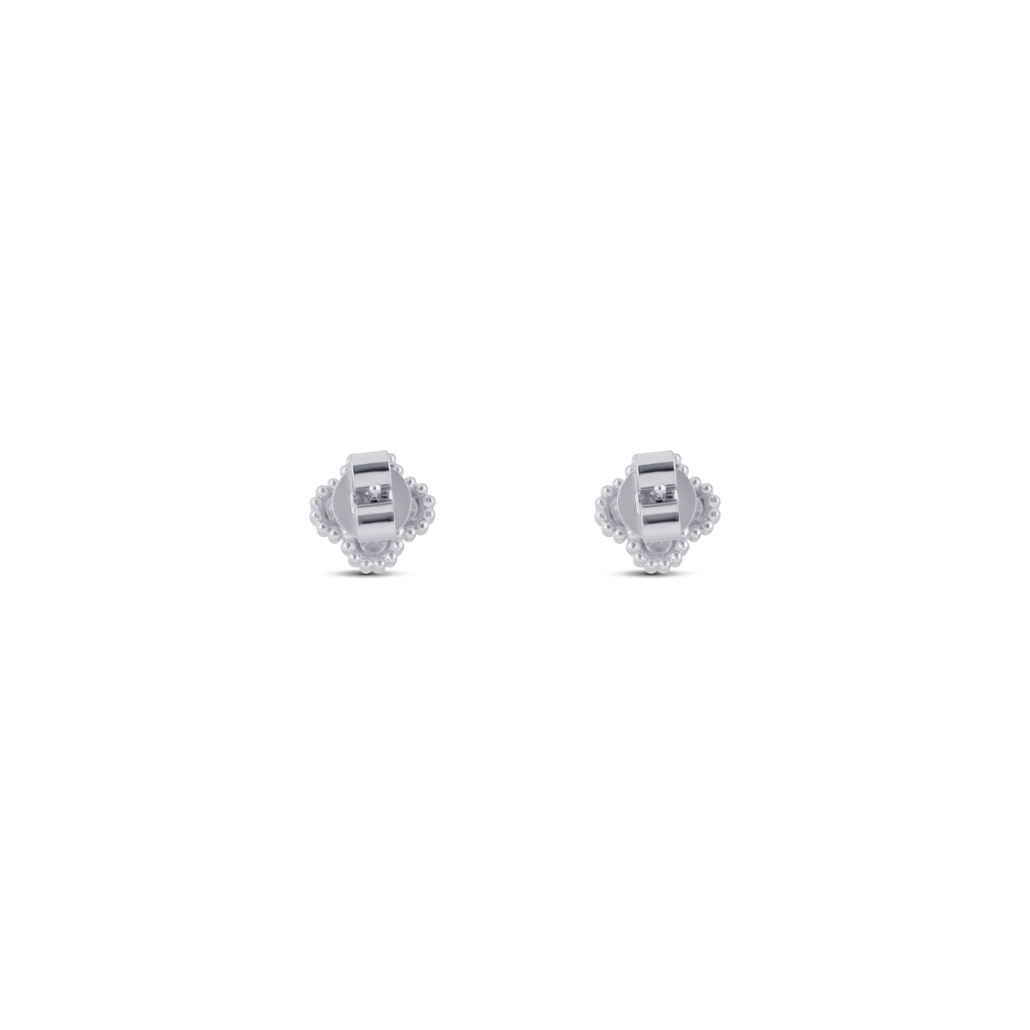 14K White Gold Round Diamond Cluster Stud Earrings