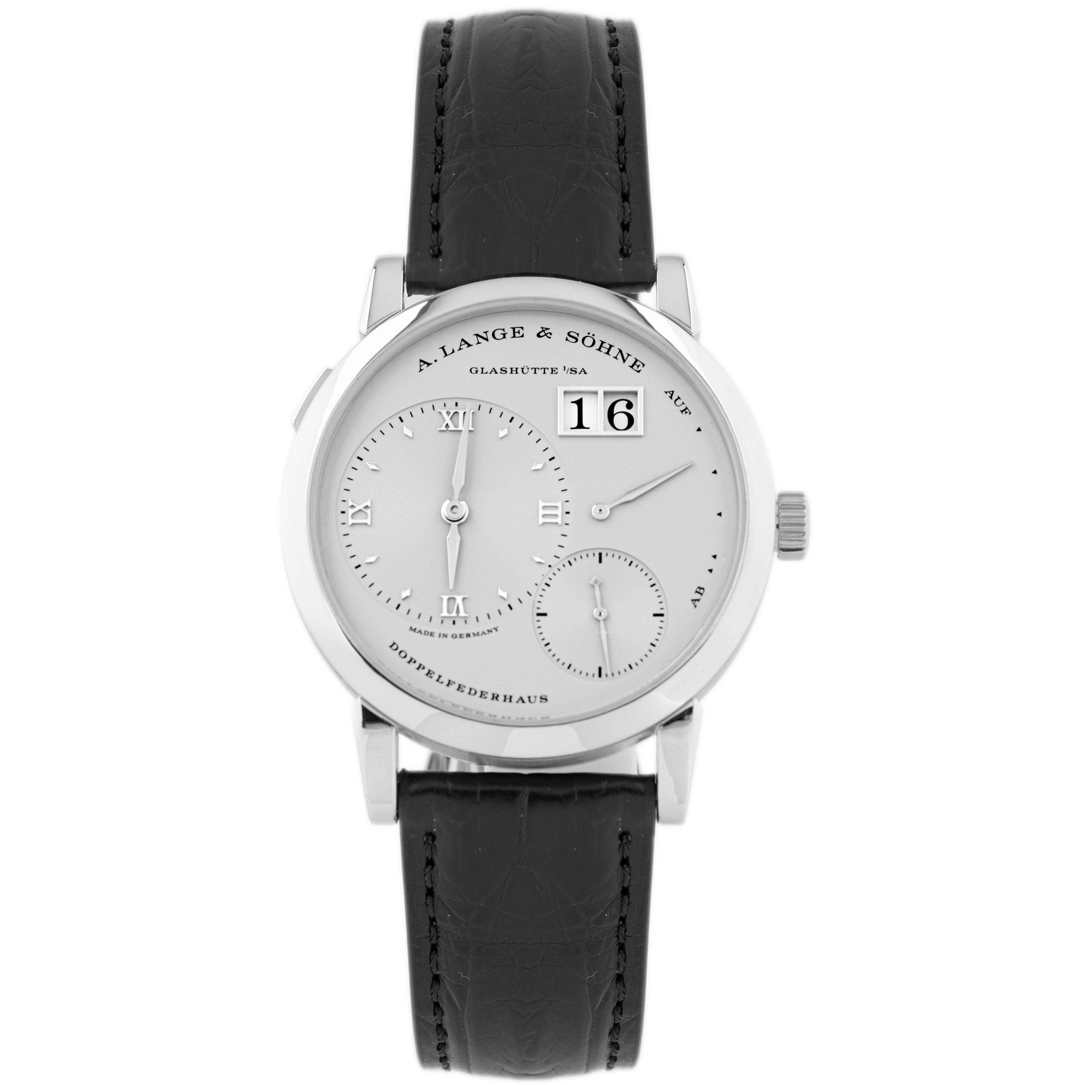 A. Lange & Sohne Lange 1 Platinum Silver Dial Platinum Deployant Buckle 38.5mm  191.025 Full Set