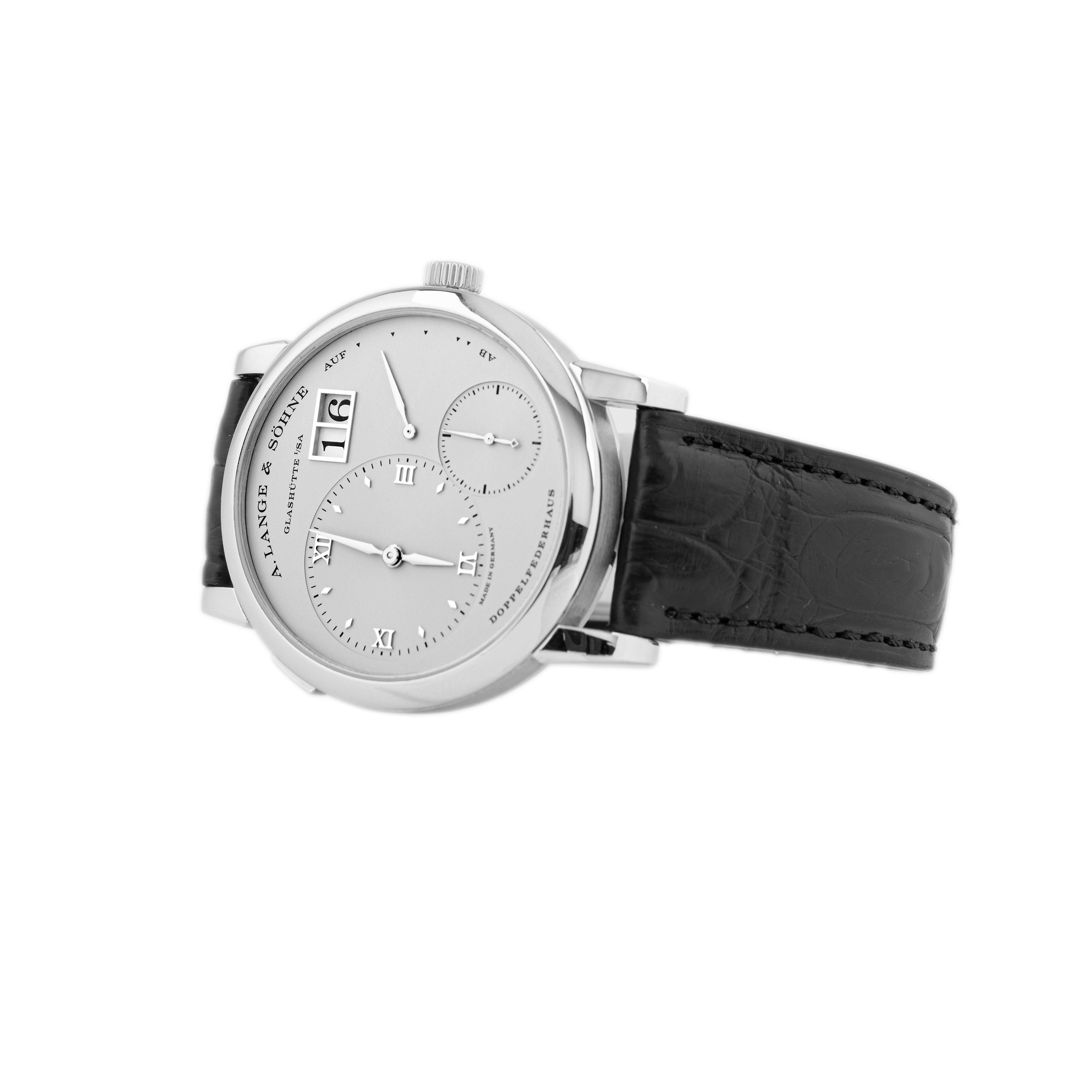 A. Lange & Sohne Lange 1 Platinum Silver Dial Platinum Deployant Buckle 38.5mm  191.025 Full Set