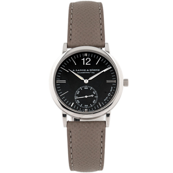 A. Lange & Sohne Saxonia Langematik Sax-O-Mat White Gold Black Dial 37
