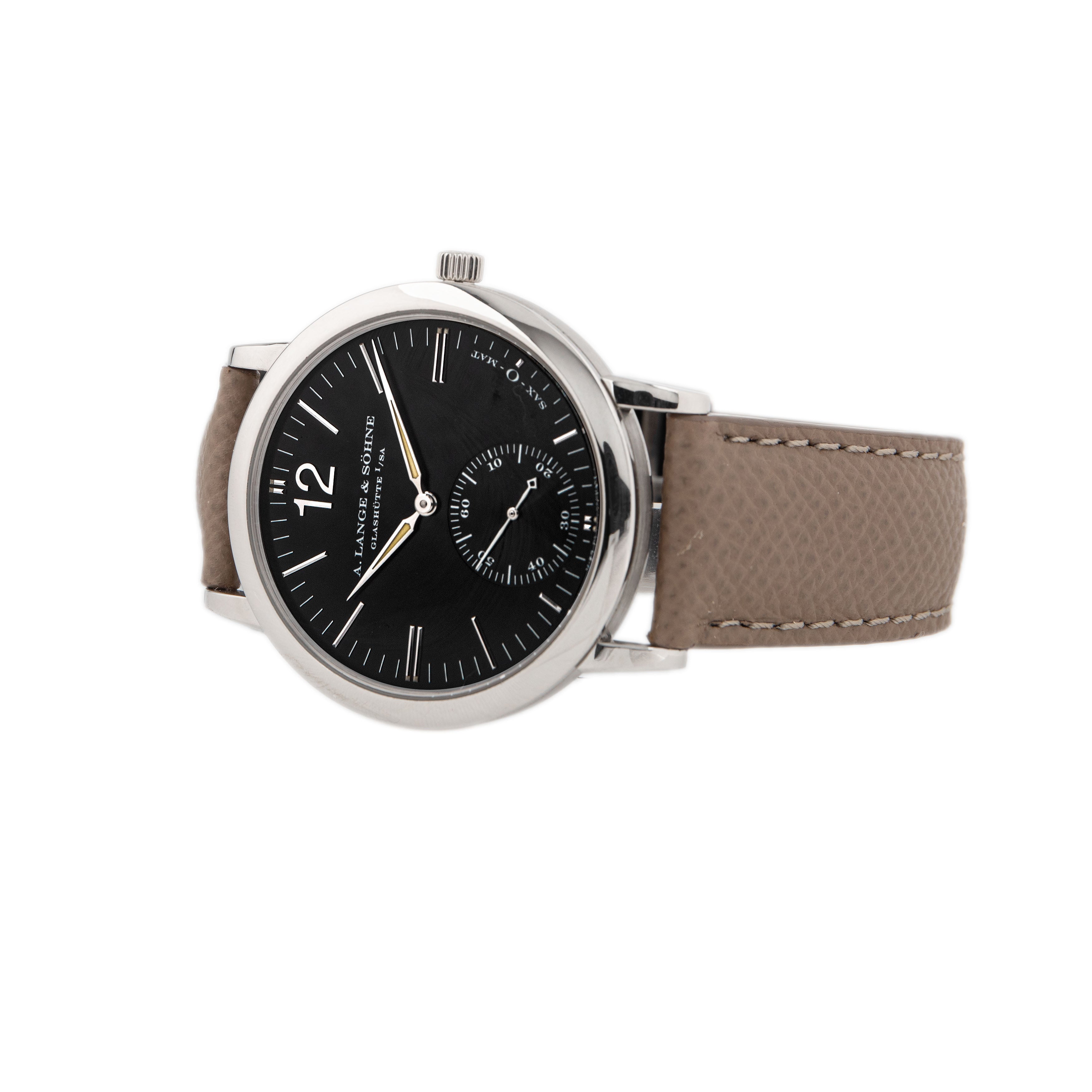 A. Lange & Sohne Saxonia Langematik Sax-O-Mat White Gold Black Dial 37mm 301.027