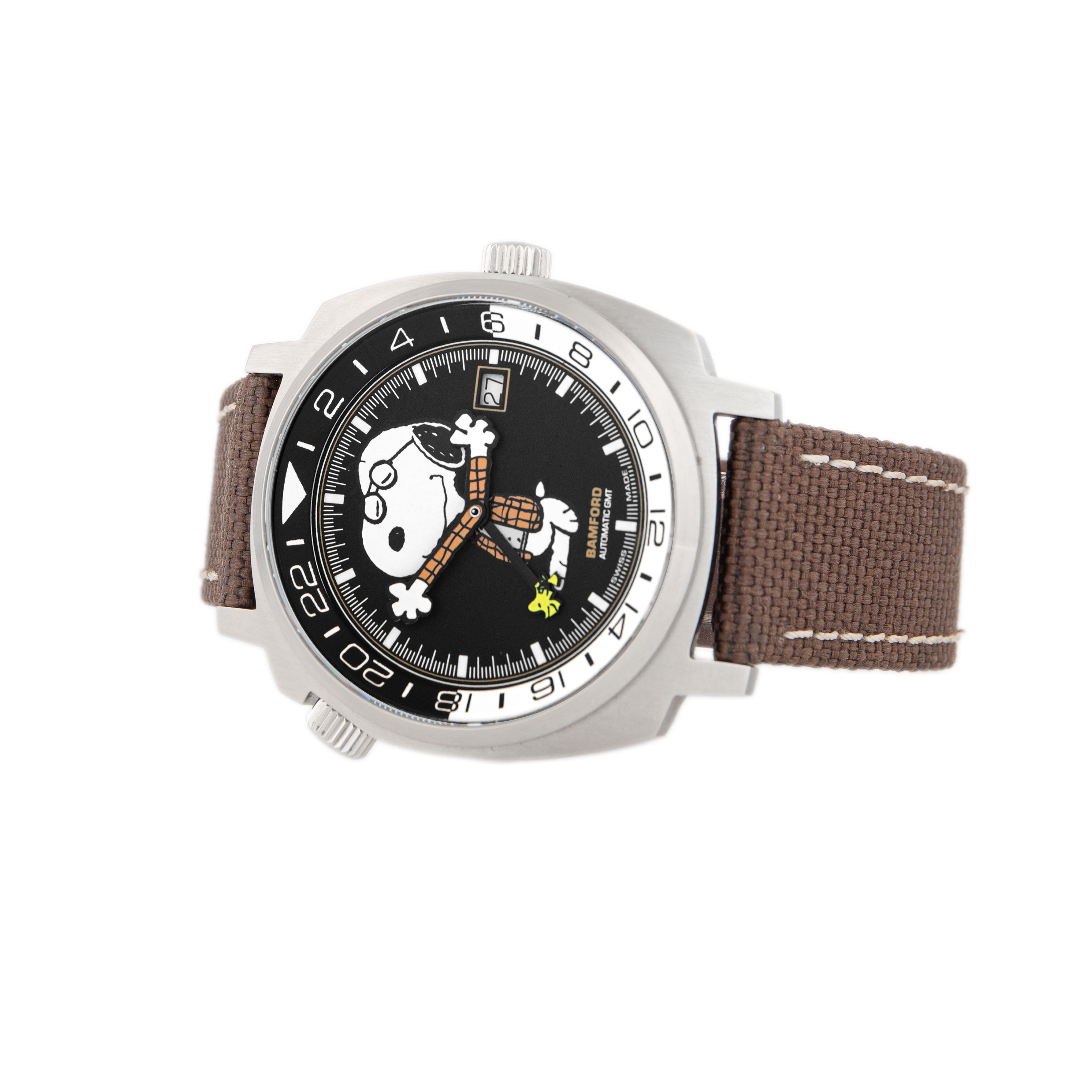 Bamford London GMT Peanuts X Joe Preppy Stainless Steel Black Dial