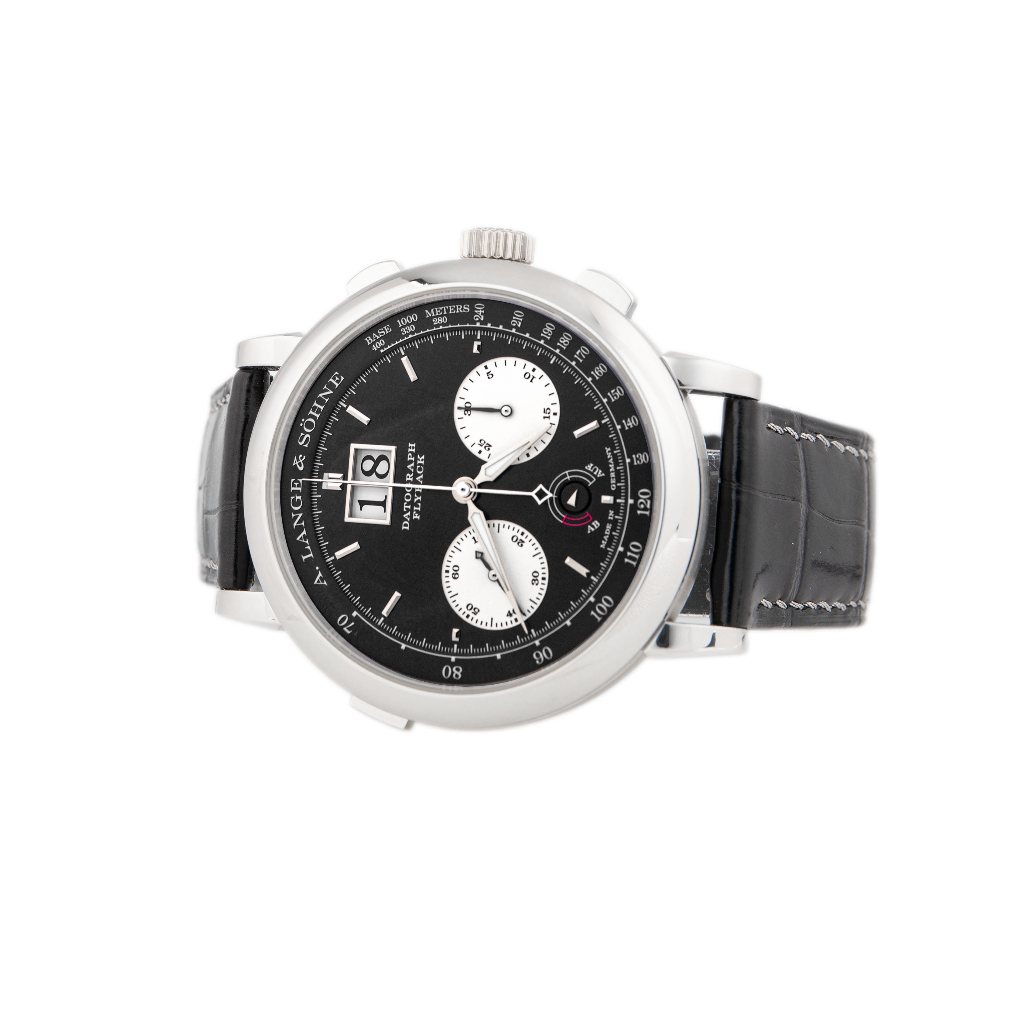 A. Lange & Sohne Datograph Up/Down Platinum Black Dial 41mm 405.035 Platinum Deployant Full Set