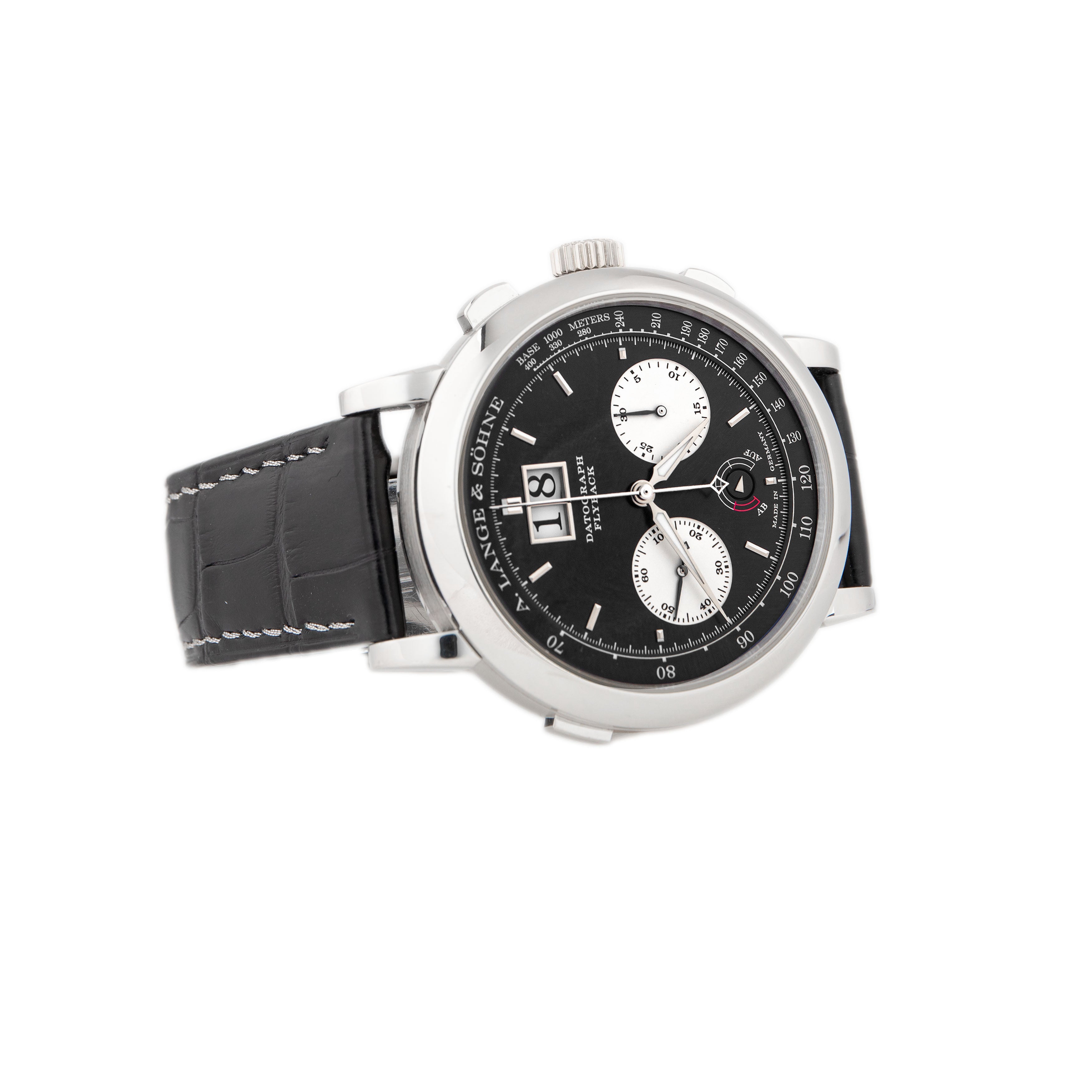 A. Lange & Sohne Datograph Up/Down Platinum Black Dial 41mm 405.035 Platinum Deployant Full Set