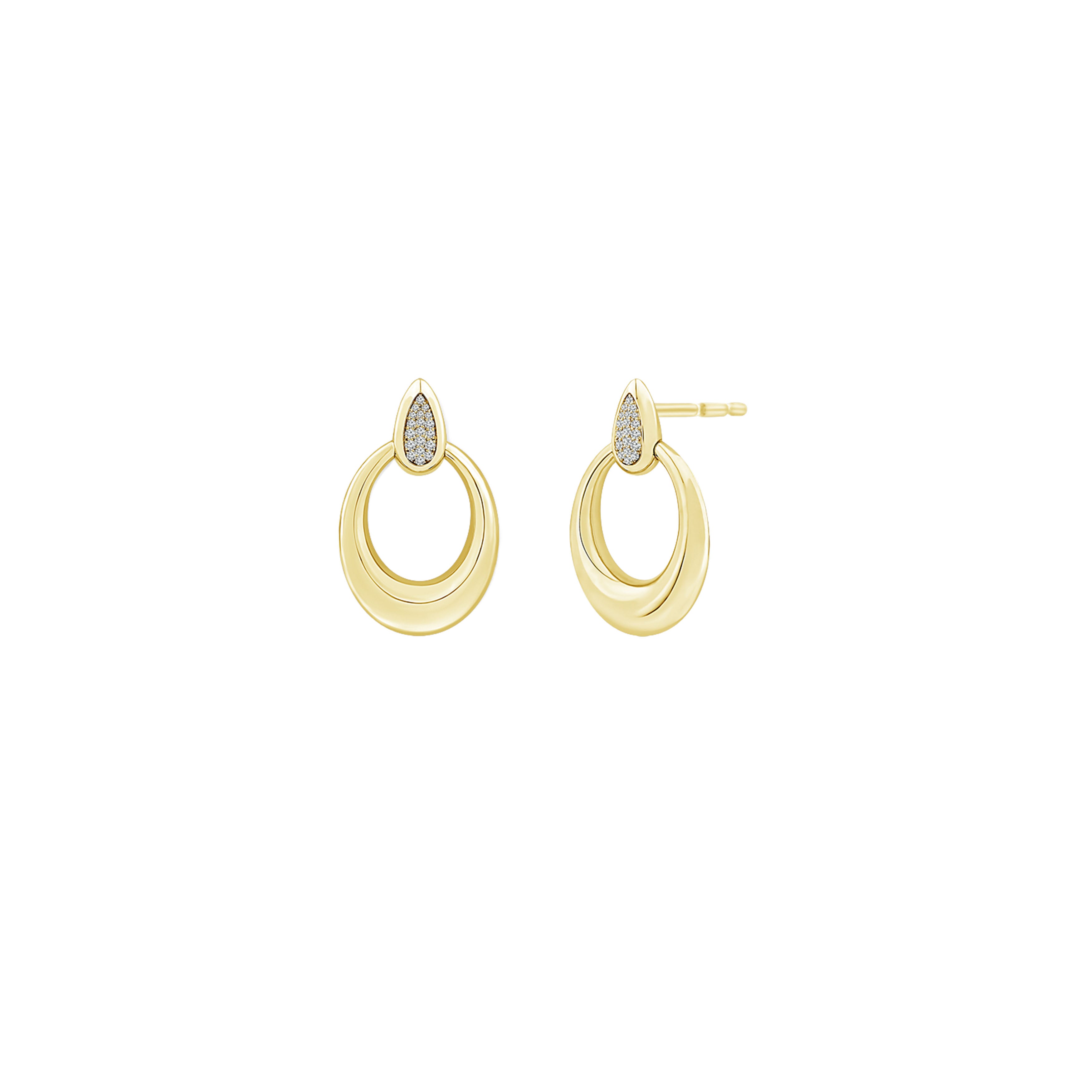 14K Yellow Gold Golddora Pavé Accent Diamond Stud Earrings