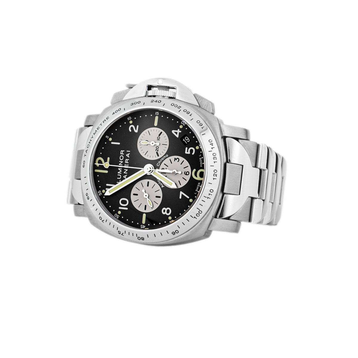 Panerai Luminor Chronograph Titanium & Stainless Steel Gray Dial 40mm PAM00122 Full Set