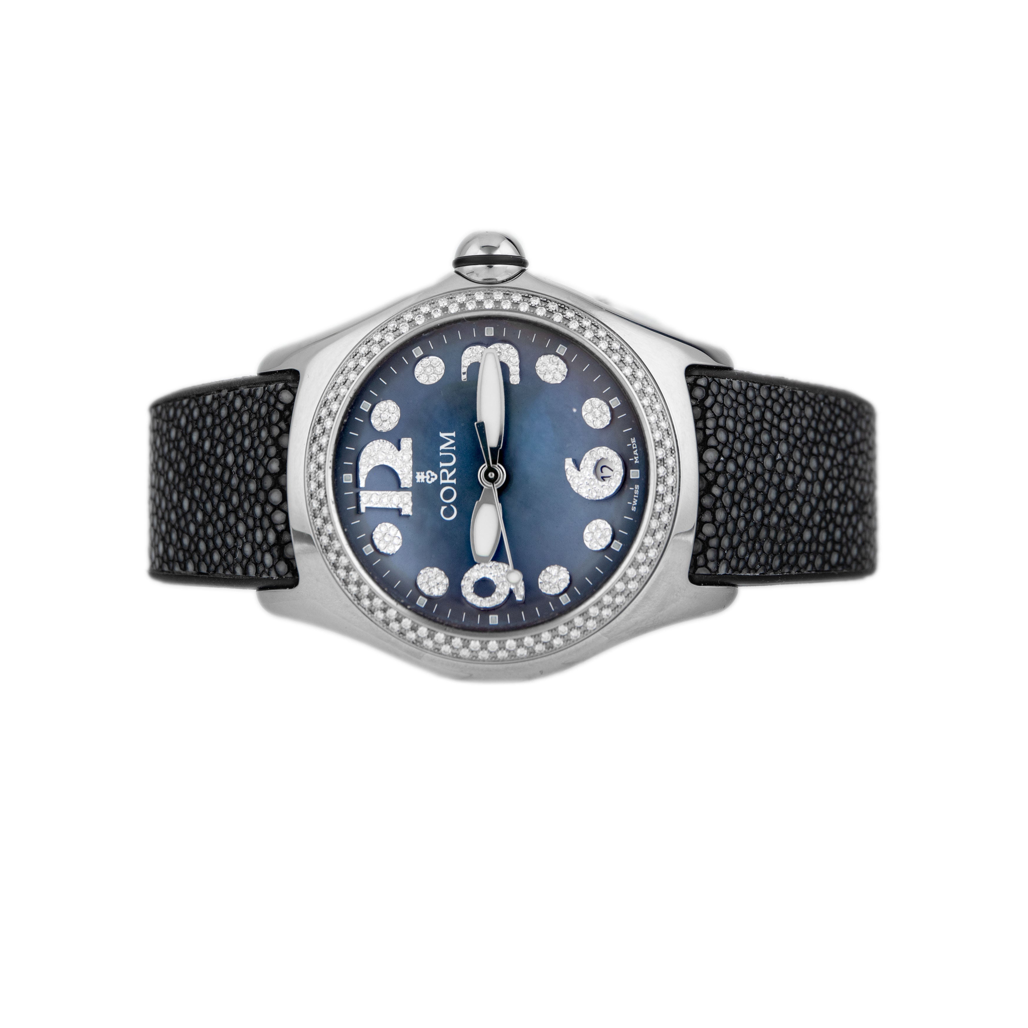 Corum Bubble Stainless Steel Blue Dial 43mm 163.257.47 Full Set