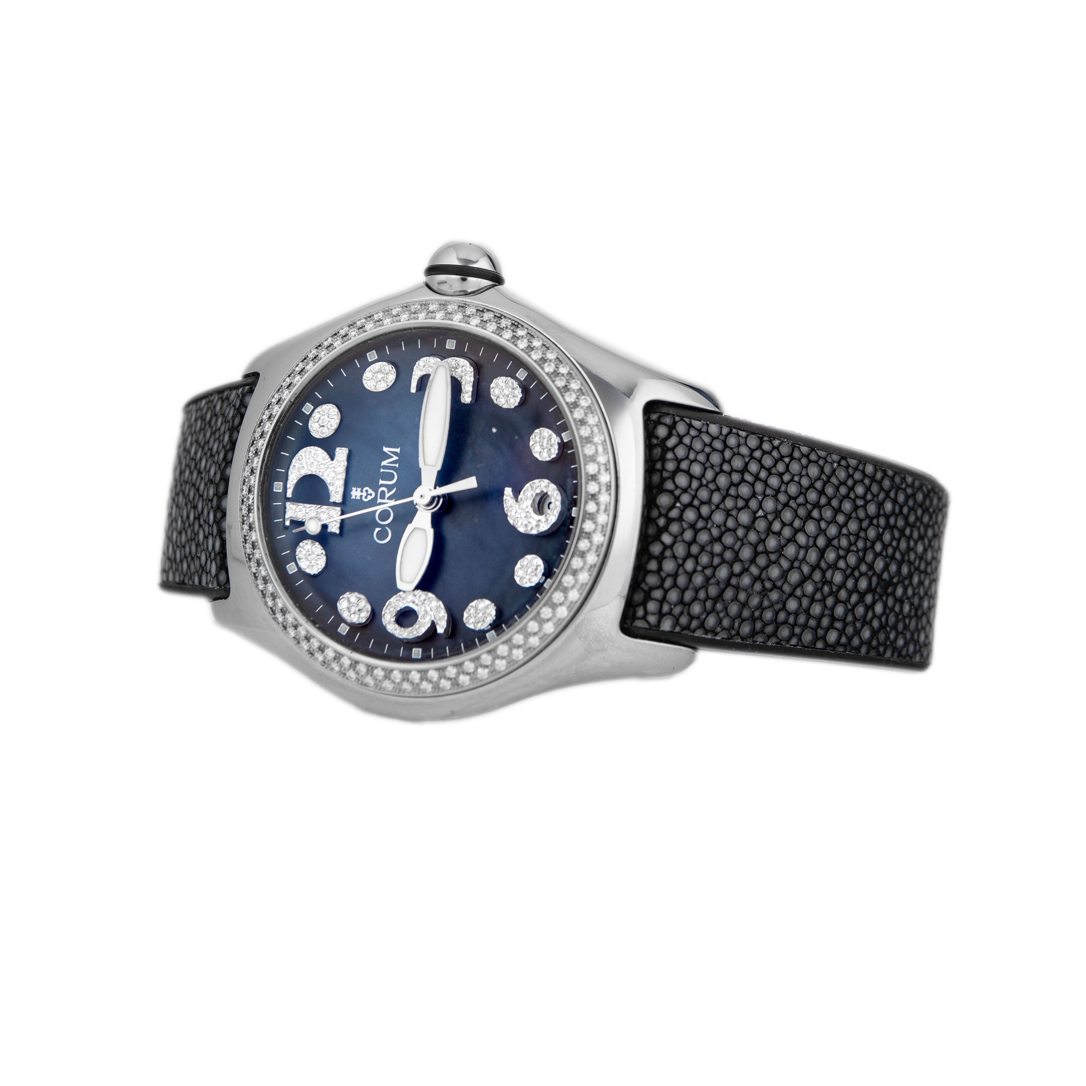 Corum Bubble Stainless Steel Blue Dial 43mm 163.257.47 Full Set
