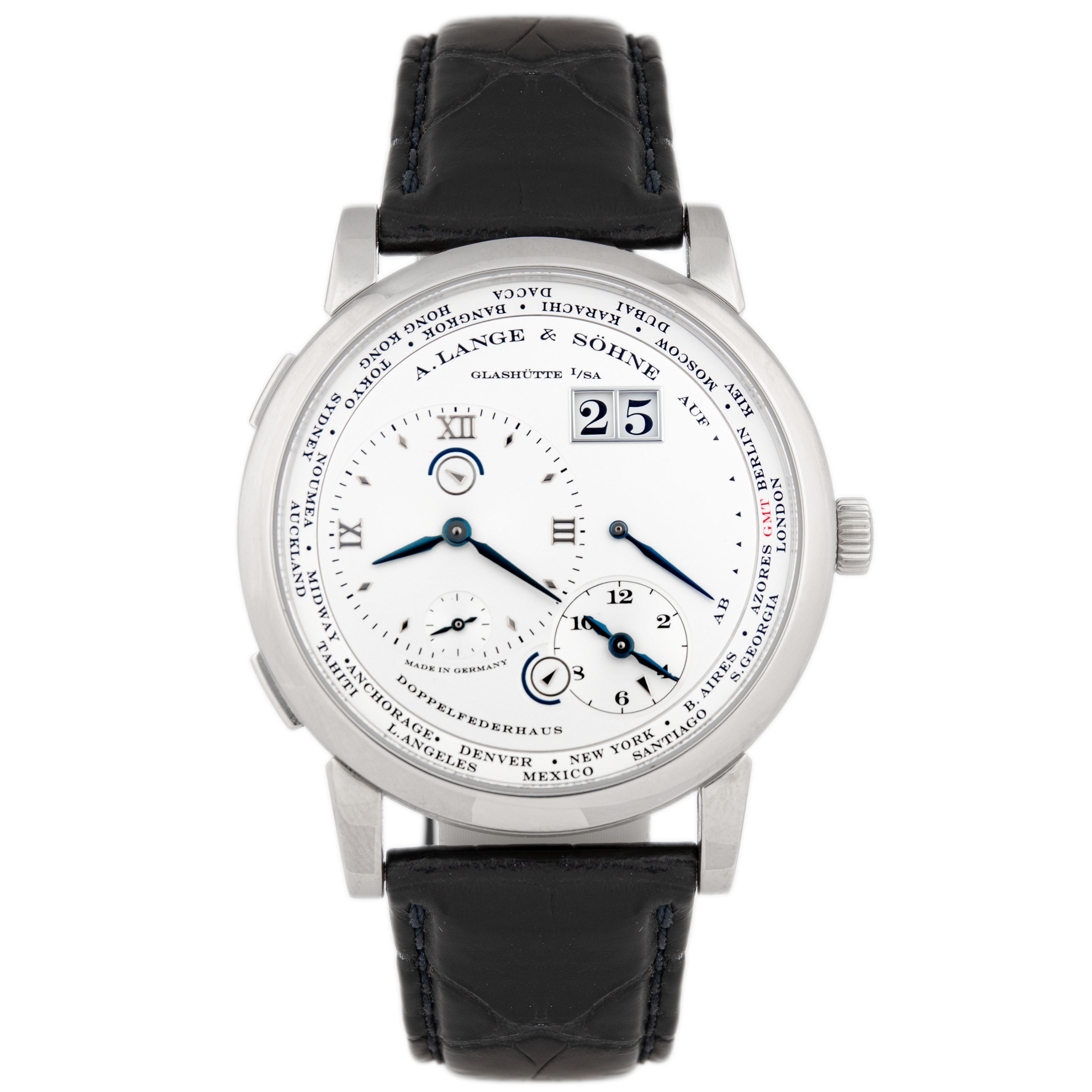 A. Lange & Sohne Lange 1 Timezone Buenos Aires Boutique Edition White Gold Silver Dial 41.9mm 116.026