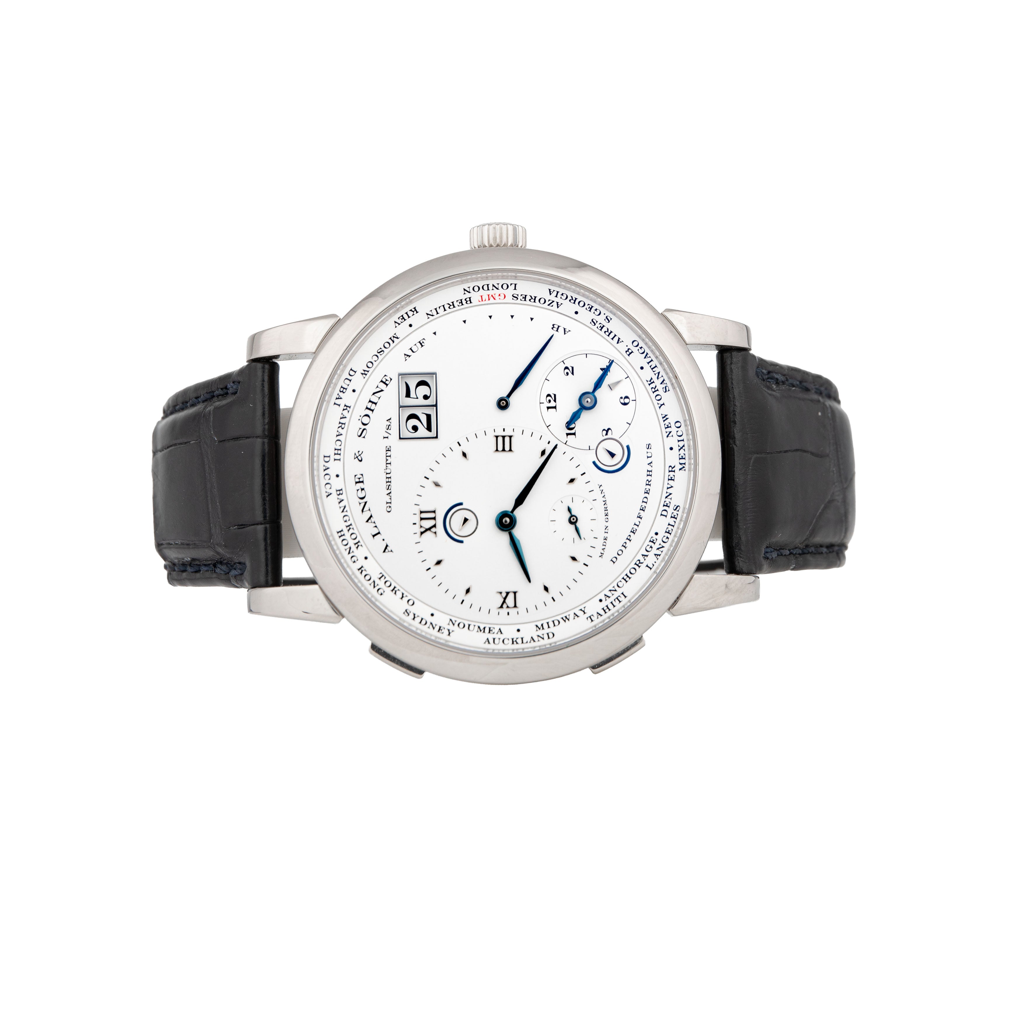 A. Lange & Sohne Lange 1 Timezone Buenos Aires Boutique Edition White Gold Silver Dial 41.9mm 116.026