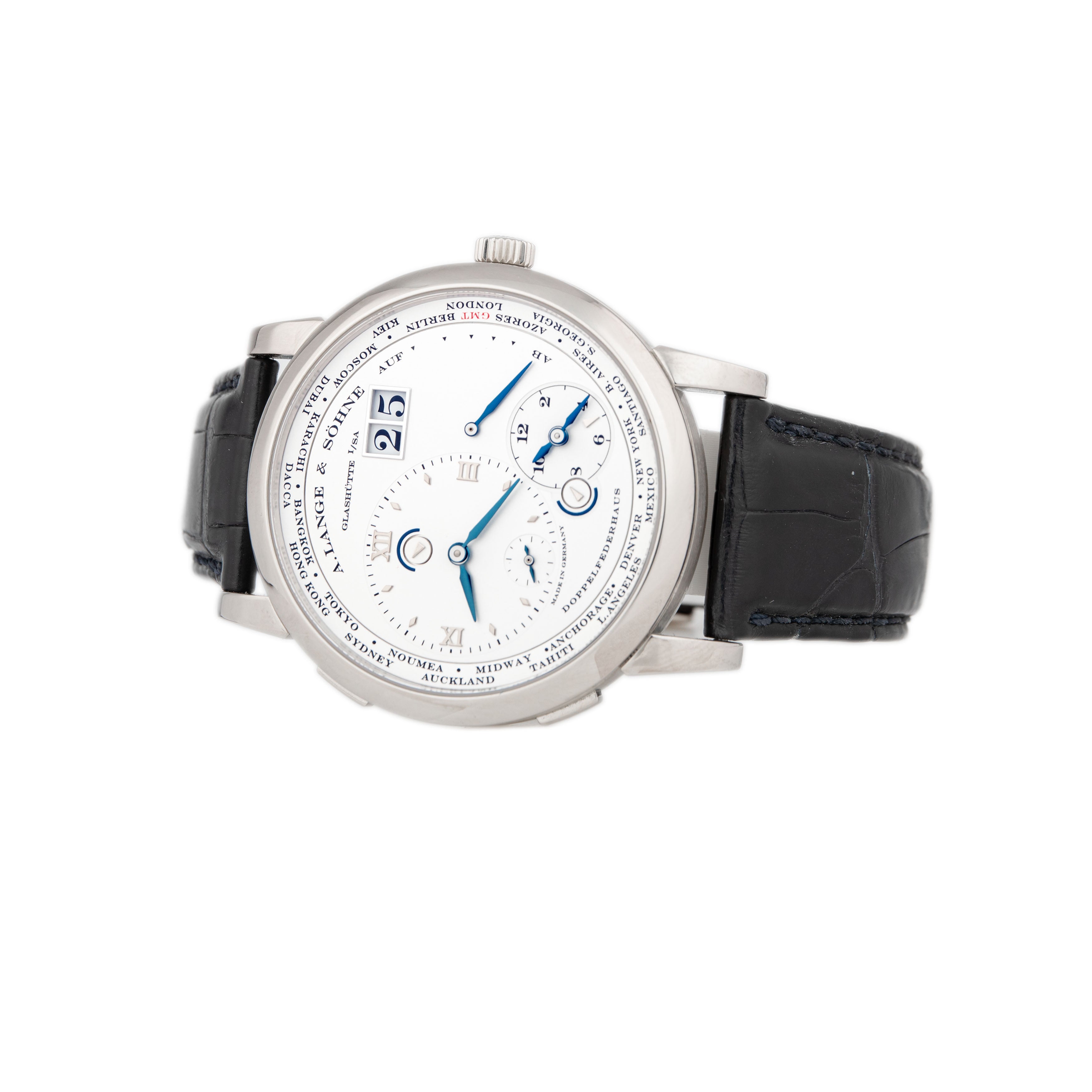 A. Lange & Sohne Lange 1 Timezone Buenos Aires Boutique Edition White Gold Silver Dial 41.9mm 116.026