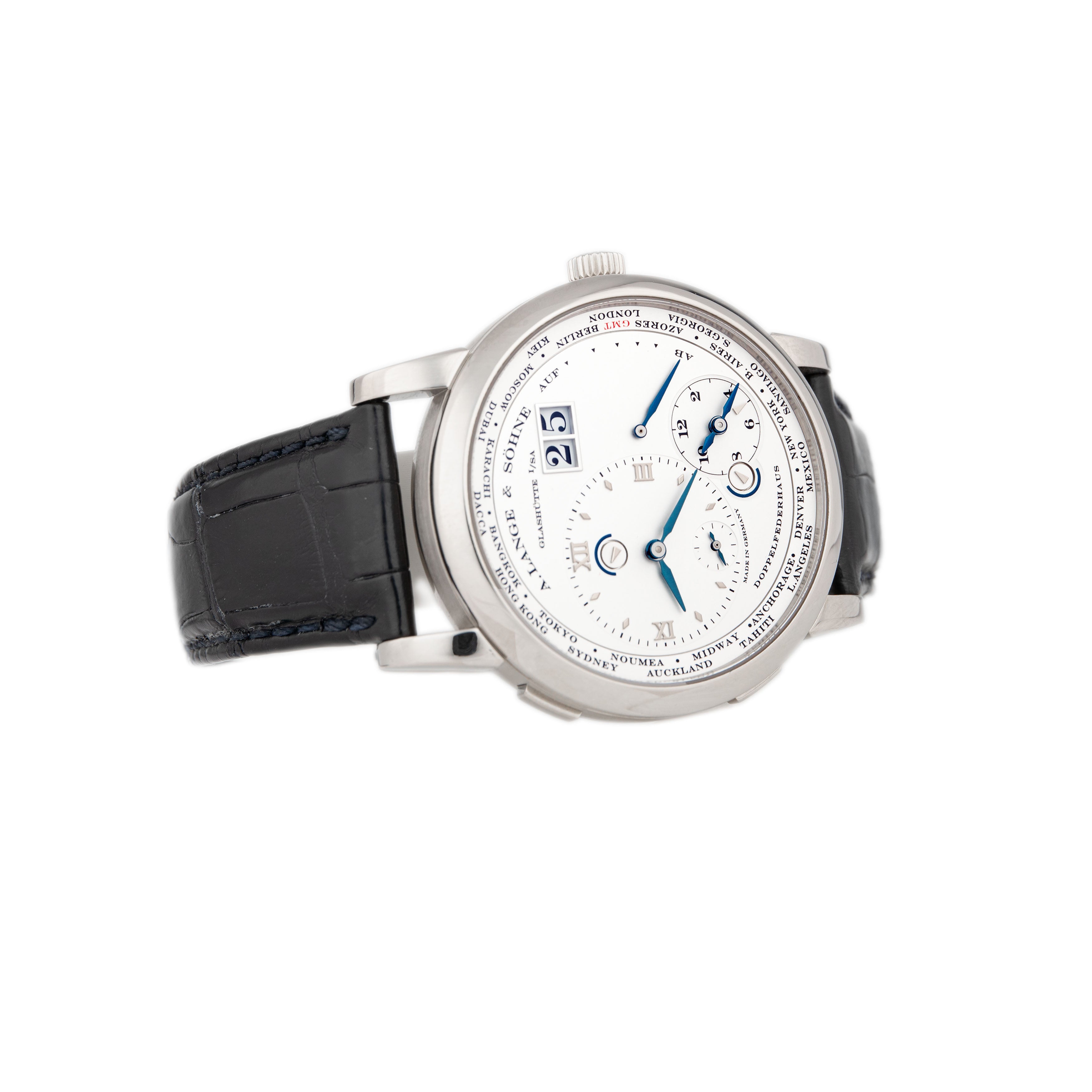 A. Lange & Sohne Lange 1 Timezone Buenos Aires Boutique Edition White Gold Silver Dial 41.9mm 116.026