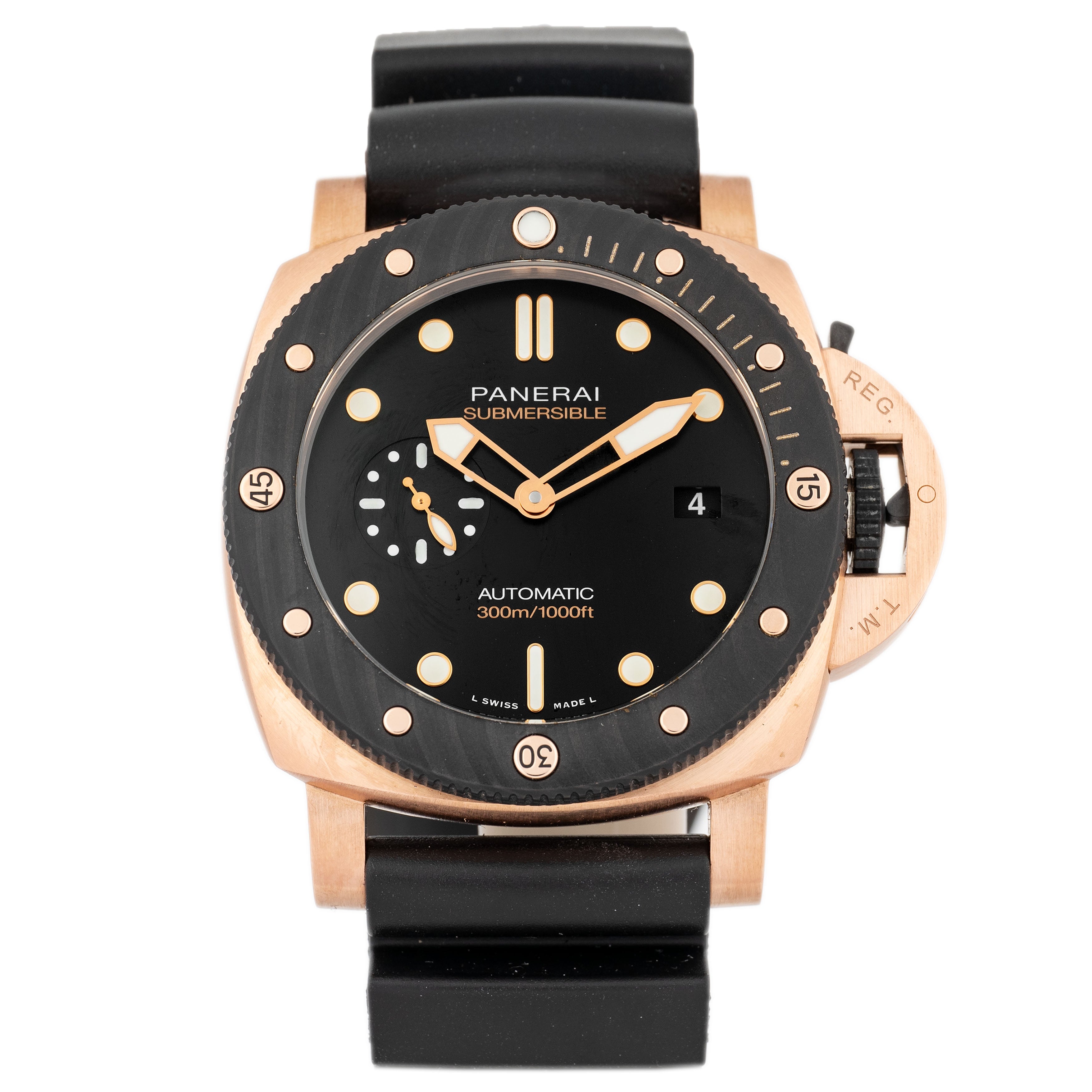 Panerai Submersible Goldtech OroCarbo Rose Gold Black Dial 44mm PAM01070 Full Set
