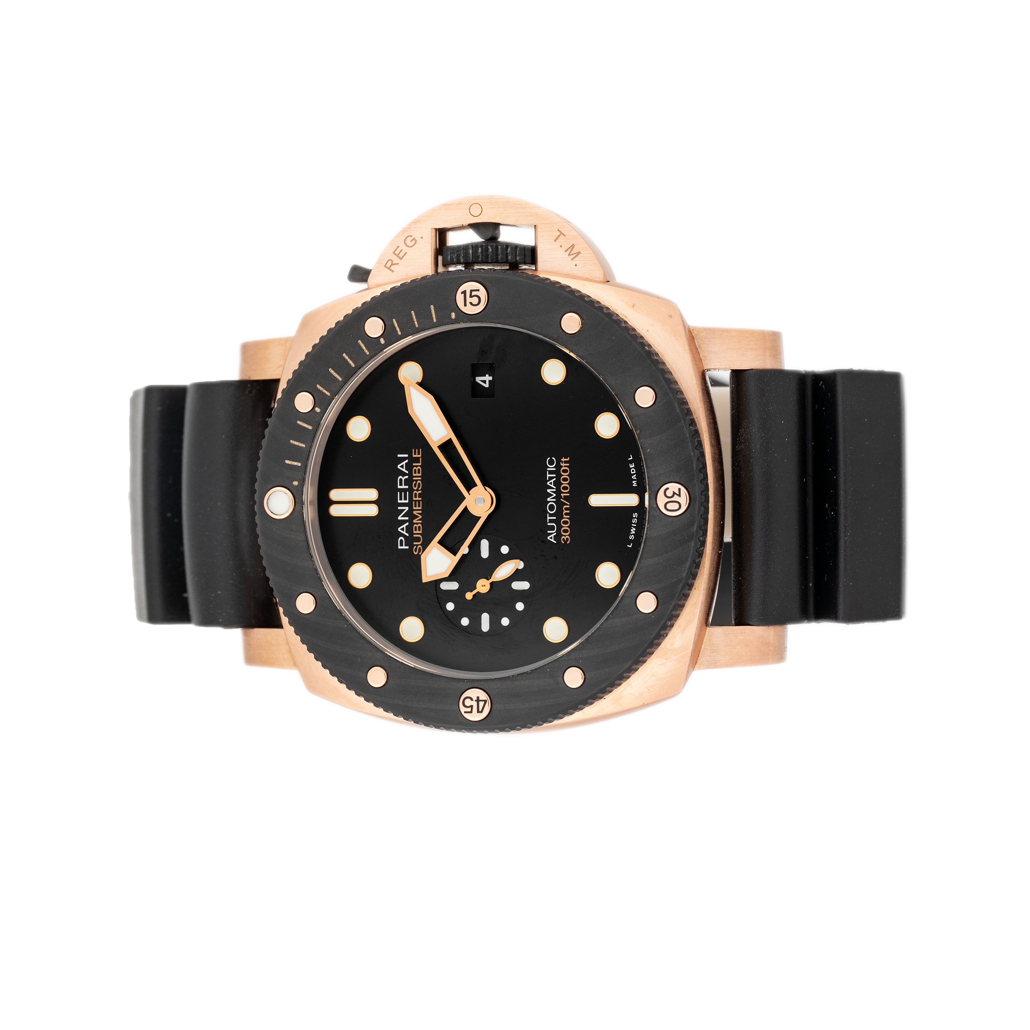 Panerai Submersible Goldtech OroCarbo Rose Gold Black Dial 44mm PAM01070 Full Set