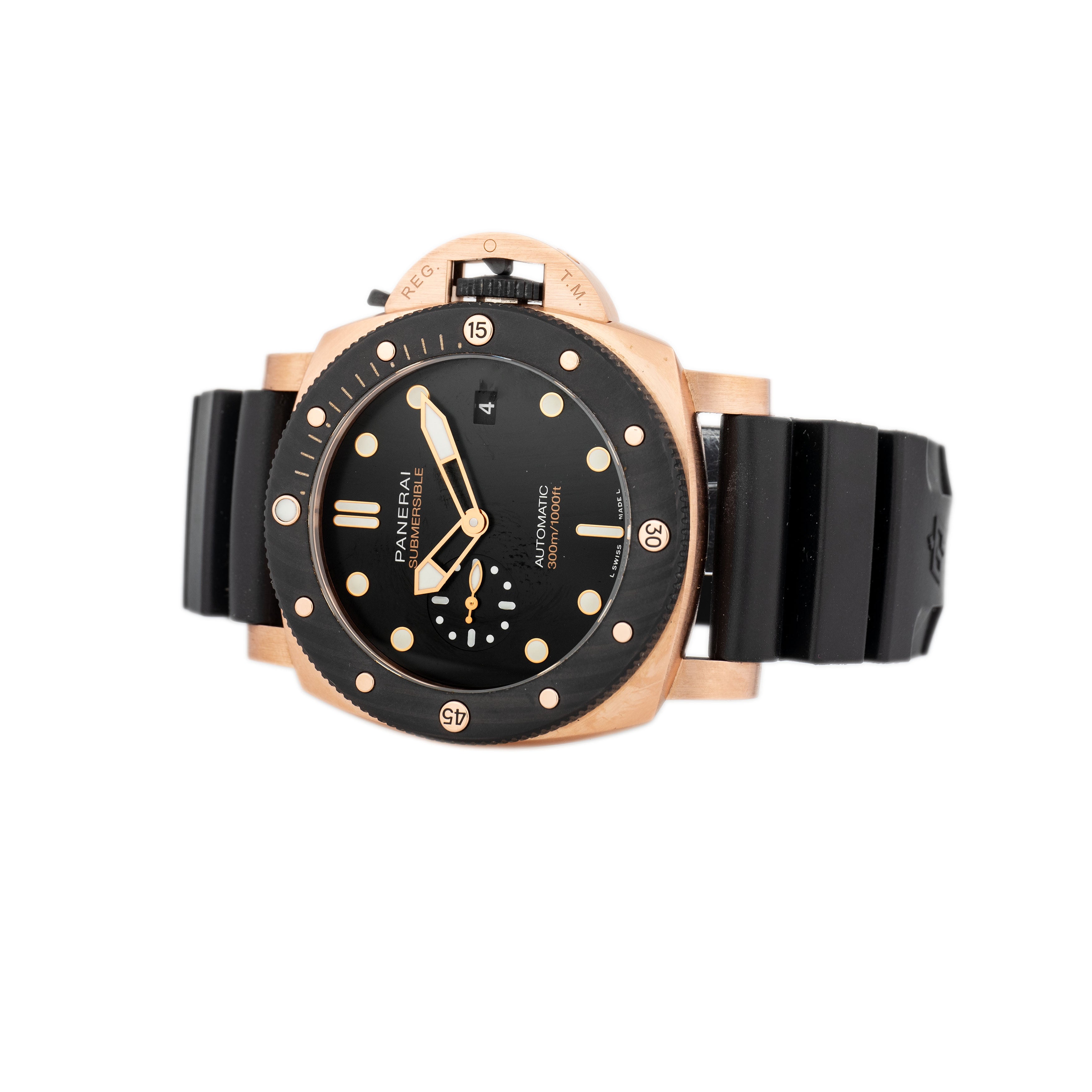 Panerai Submersible Goldtech OroCarbo Rose Gold Black Dial 44mm PAM01070 Full Set