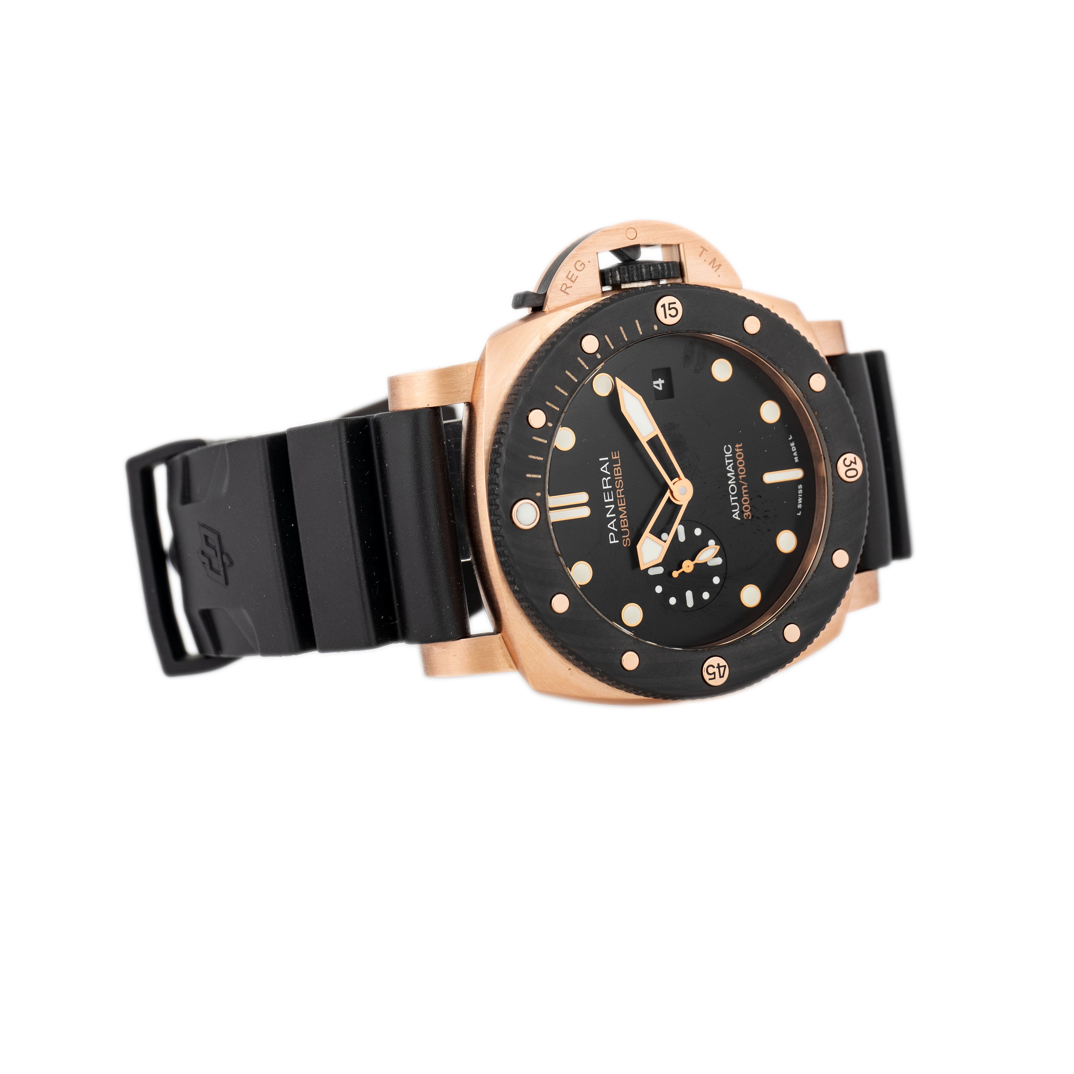 Panerai Submersible Goldtech OroCarbo Rose Gold Black Dial 44mm PAM01070 Full Set