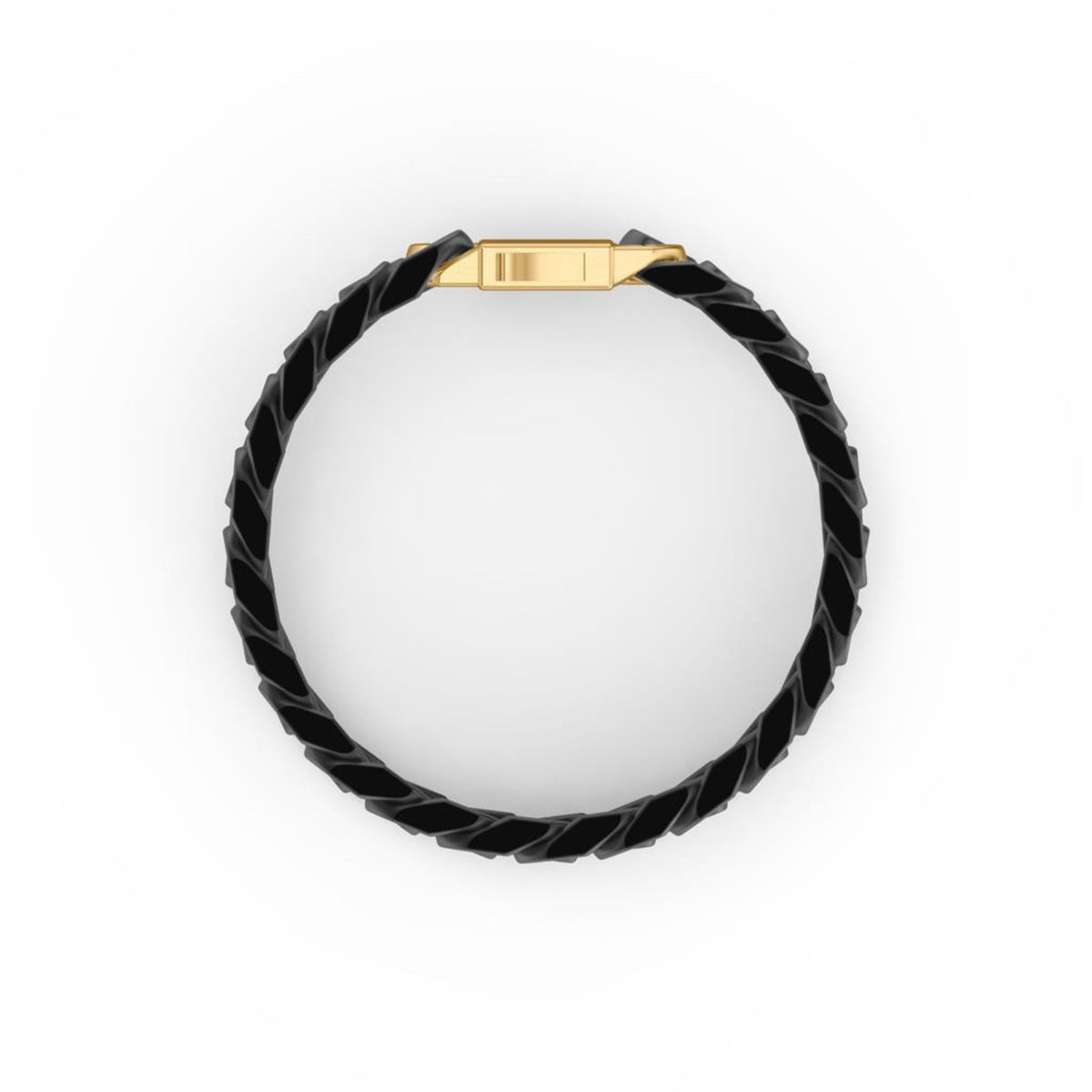 Sterling Silver/18k Yellow Gold Plated Black Ceramic 10mm Cuban Link Bracelet
