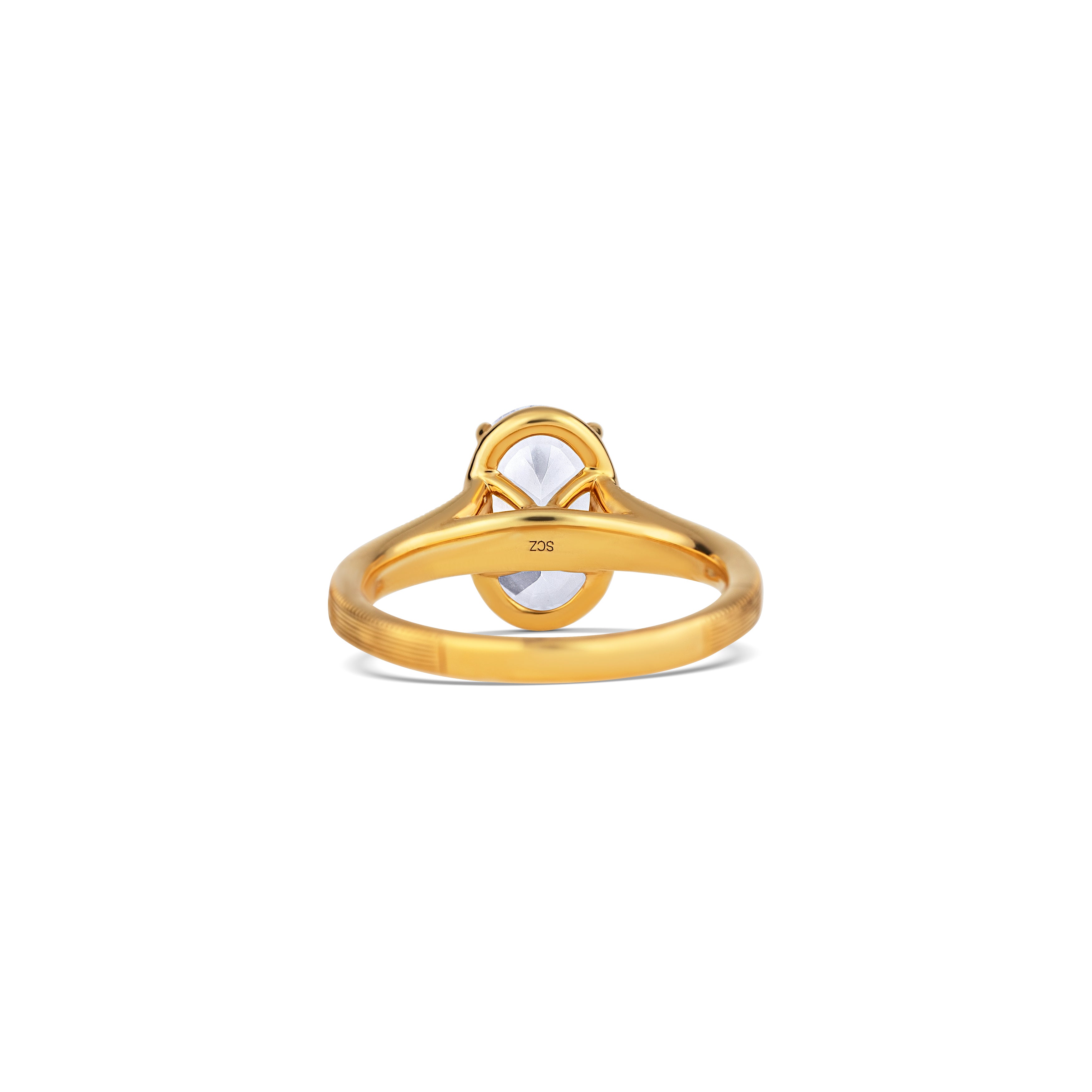14K Yellow Gold Four Prong Round Diamond Milgrain Edge Engagement Ring
