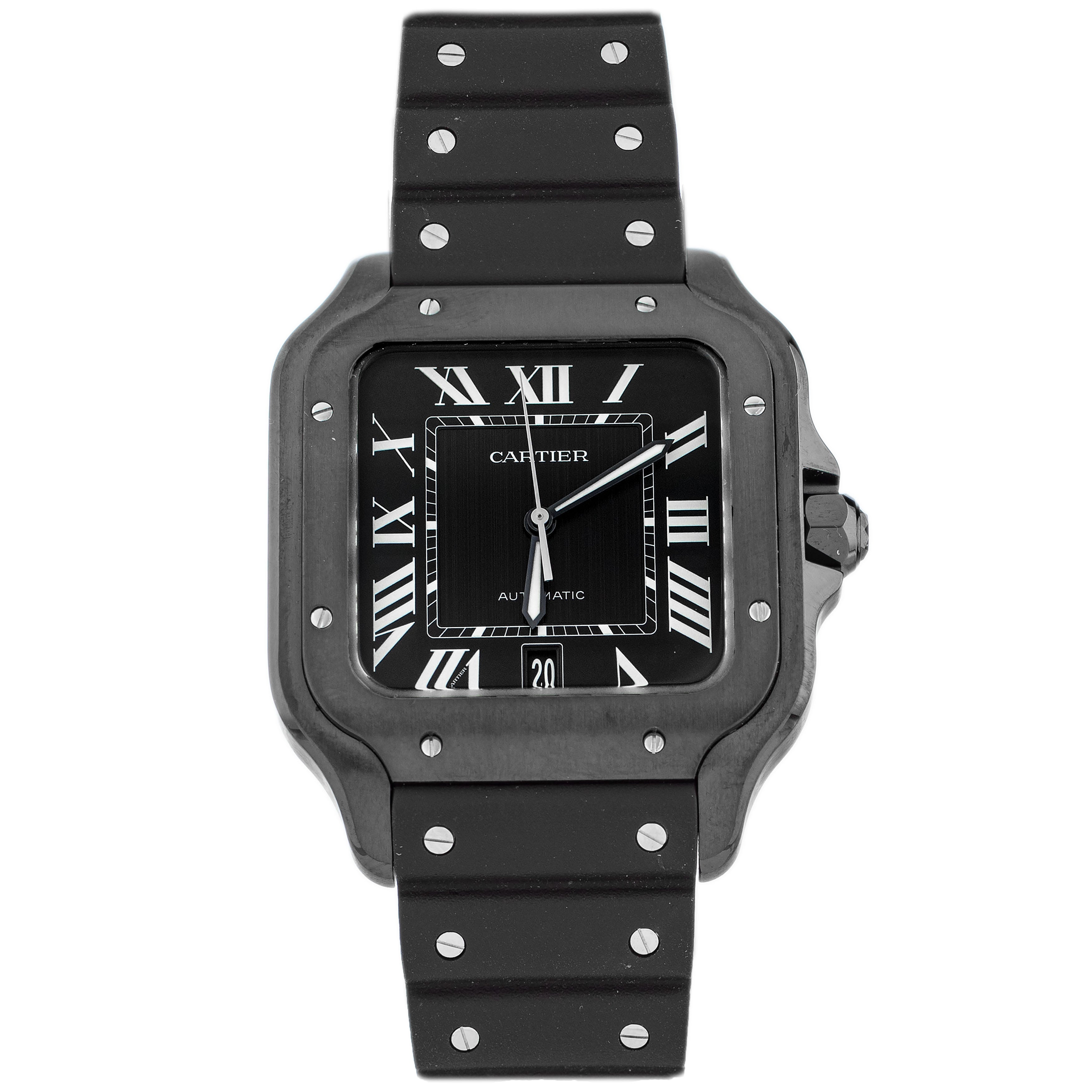 Cartier Santos DLC Stainless Steel Black Dial 39.8mm WSSA0039 Full Set