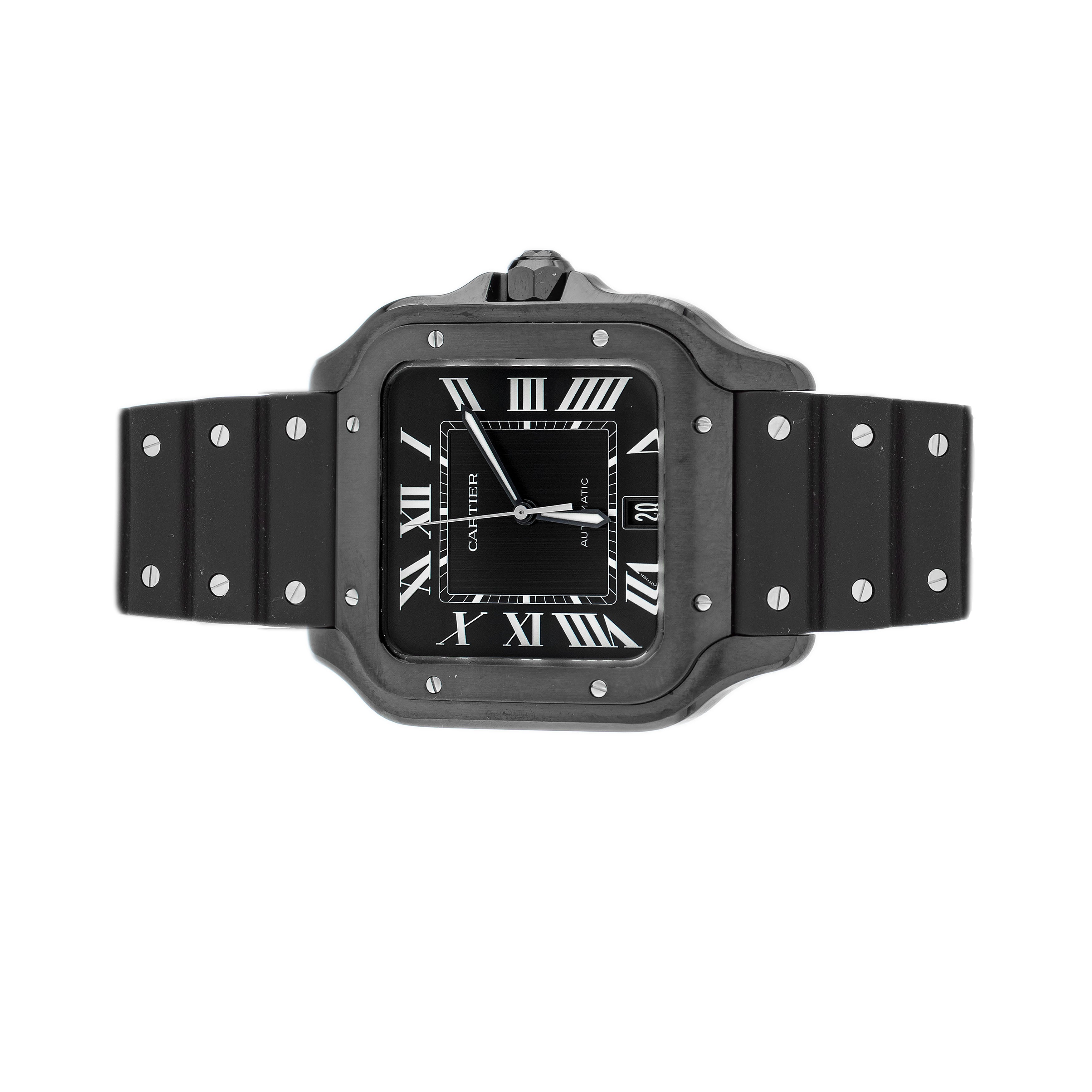 Cartier Santos DLC Stainless Steel Black Dial 39.8mm WSSA0039 Full Set