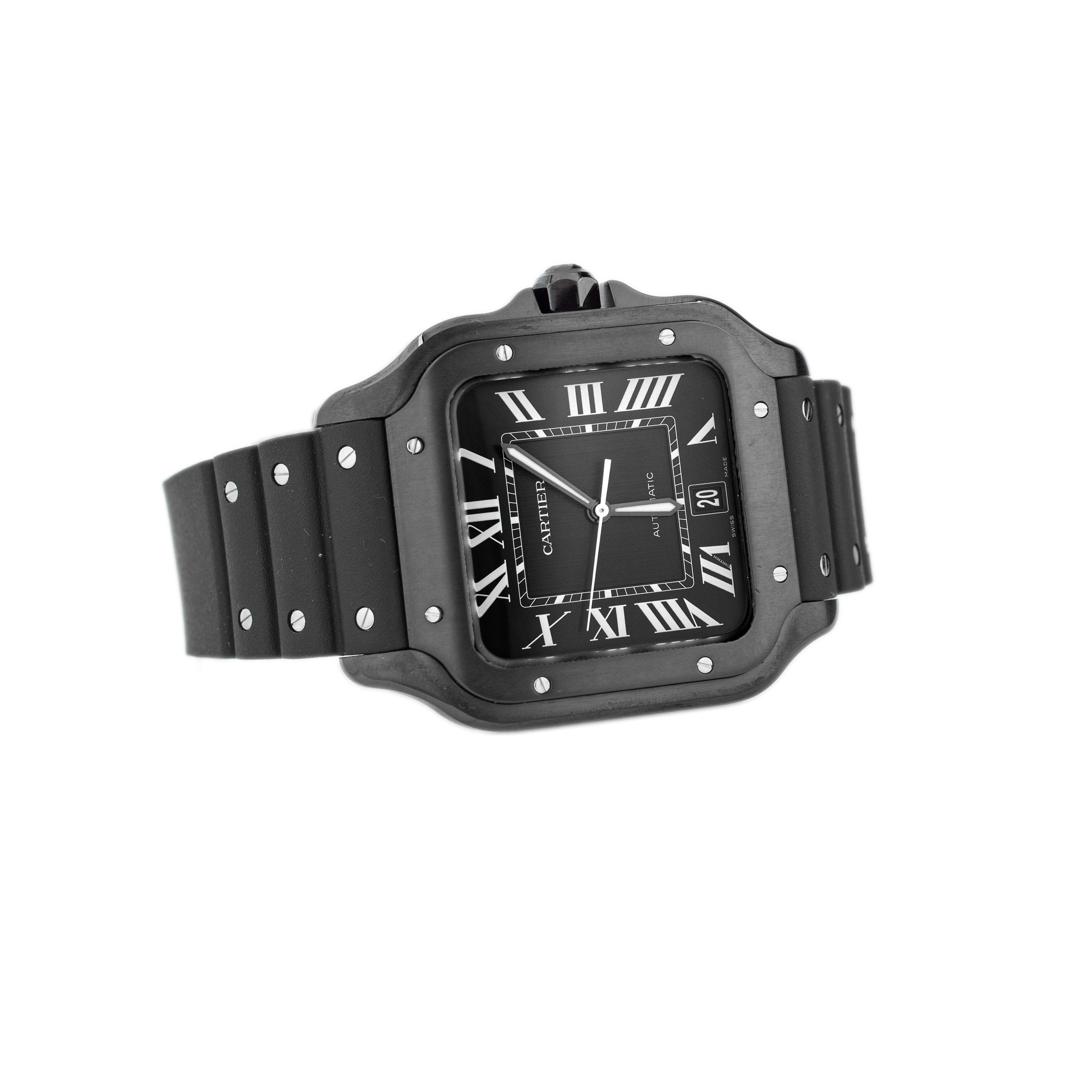 Cartier Santos DLC Stainless Steel Black Dial 39.8mm WSSA0039 Full Set