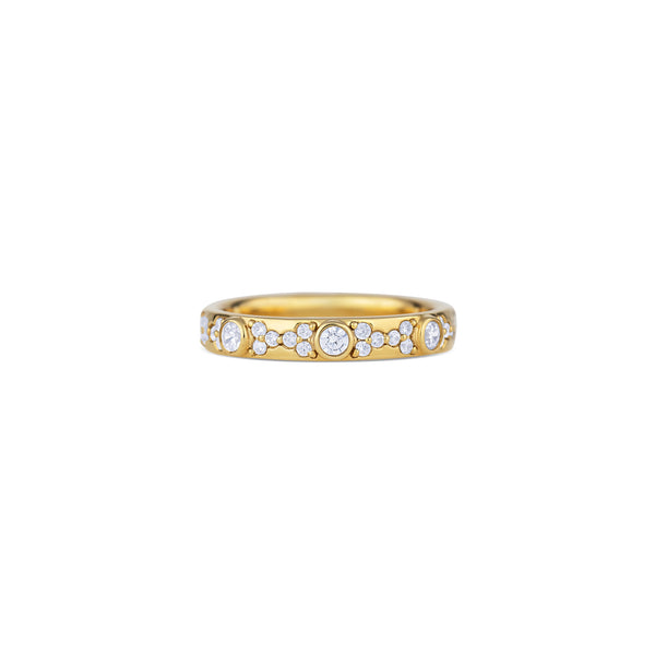 14K Yellow Gold Round Diamond Pattern Band