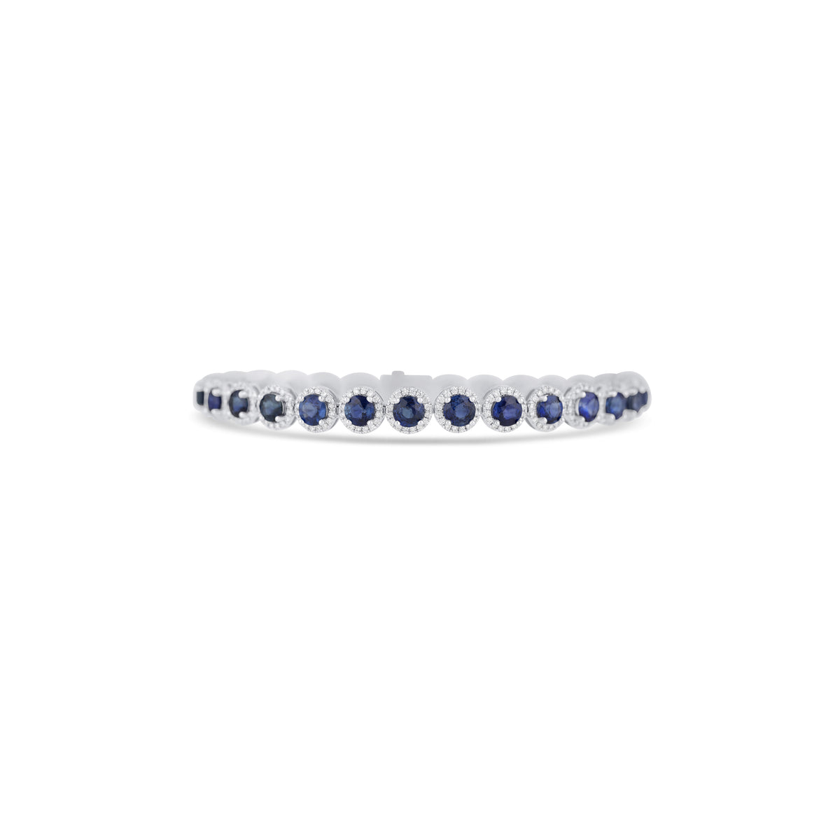 18k White Gold Sapphire and Diamond Halo Bracelet