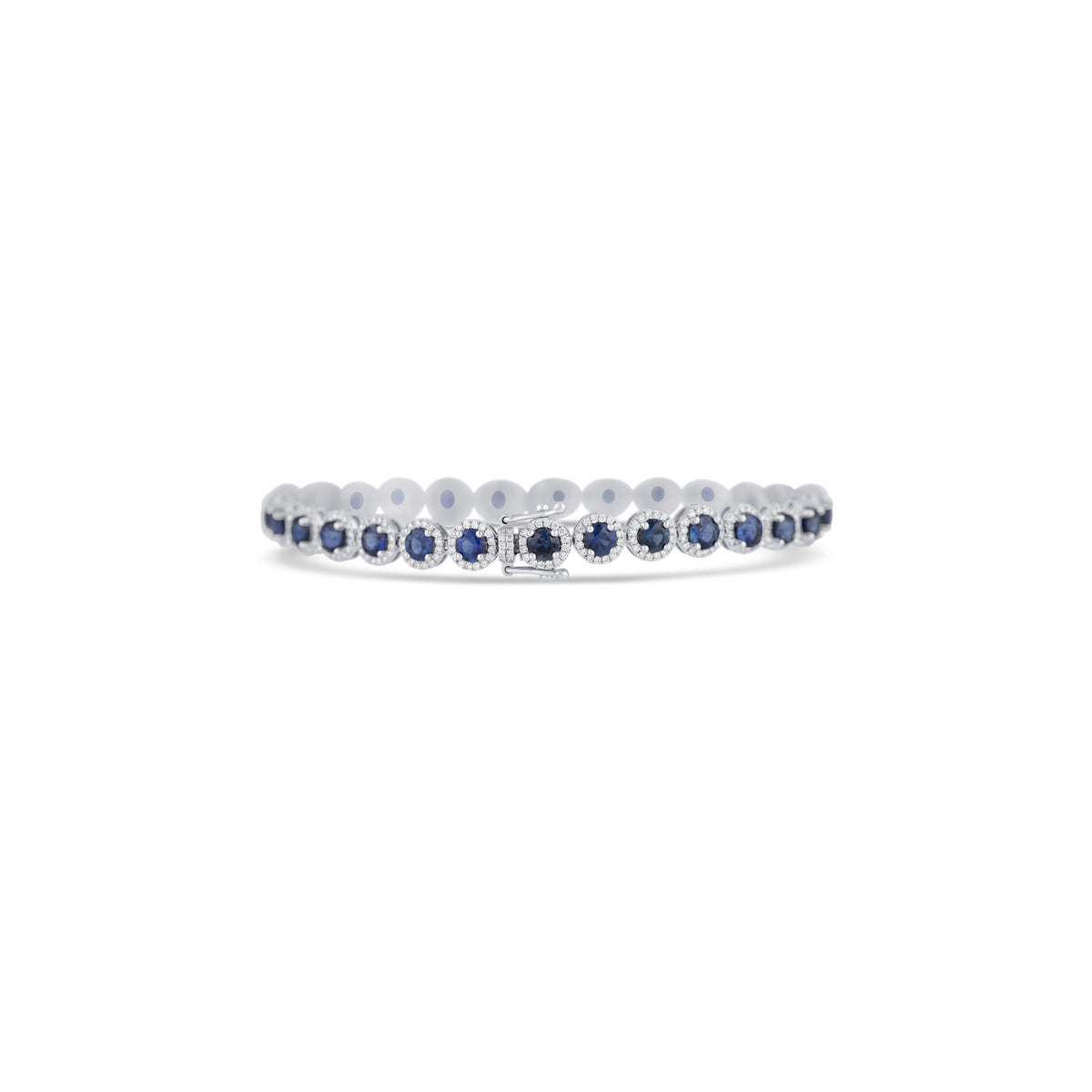 18k White Gold Sapphire and Diamond Halo Bracelet