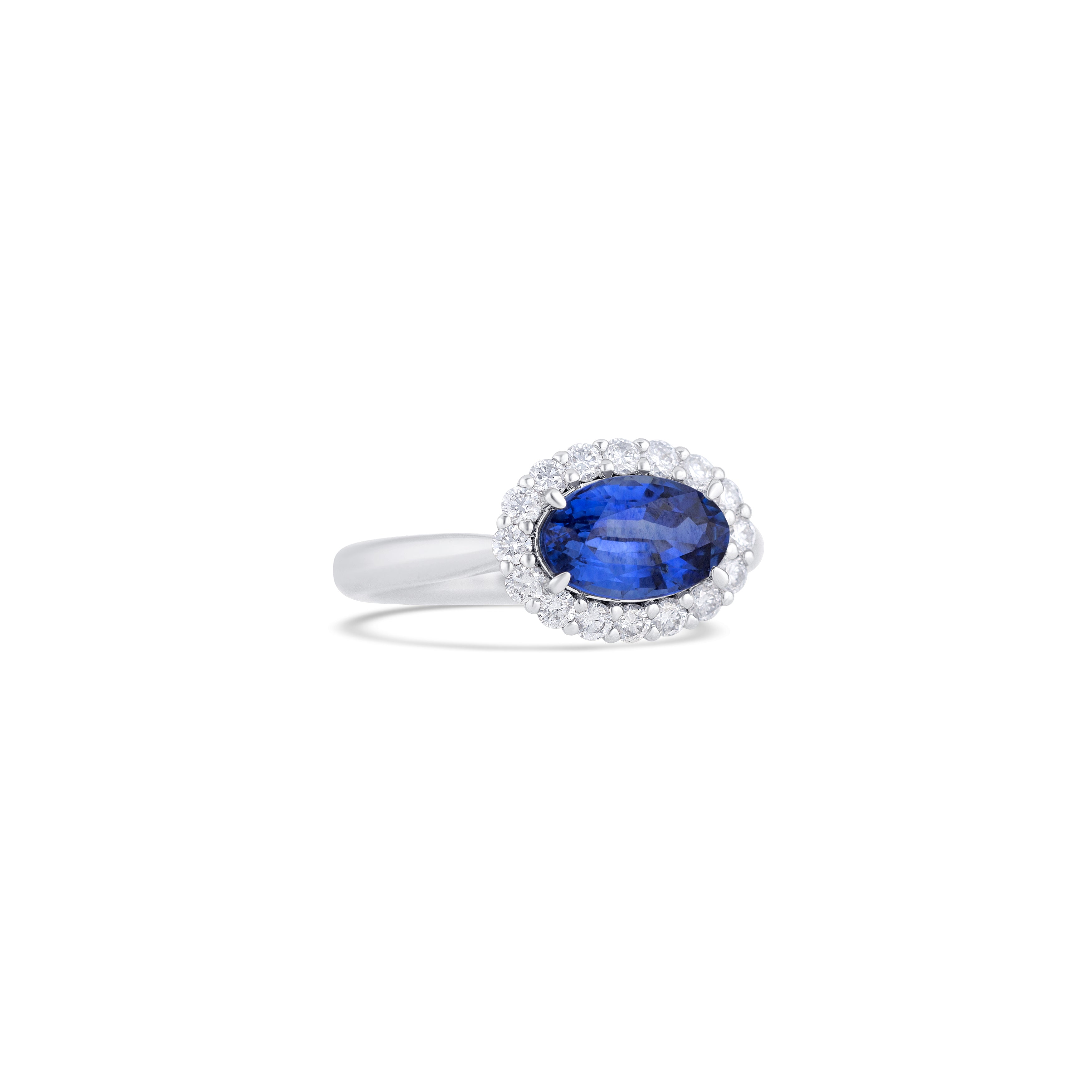 18K White Gold Sapphire And Diamond Ring