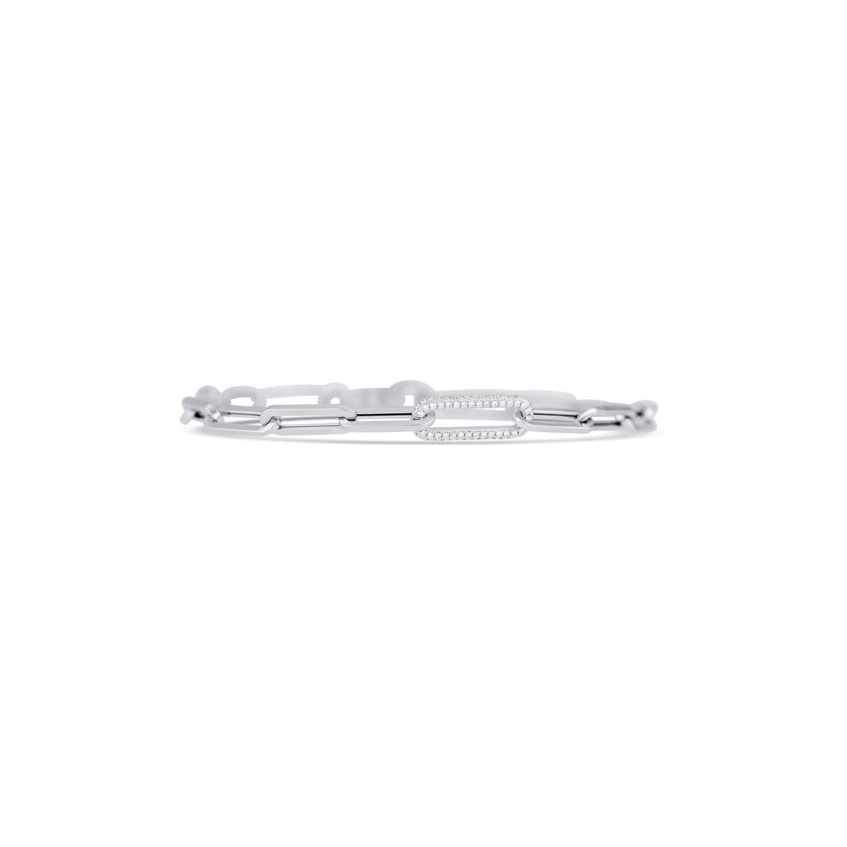 14k White Gold Diamond Pavé Paperclip Link Bracelet