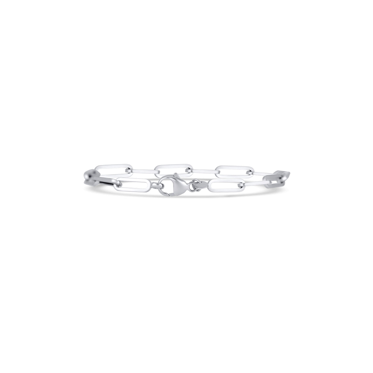 14k White Gold Diamond Pavé Paperclip Link Bracelet