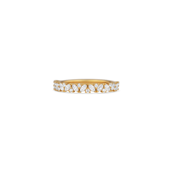 14K Yellow Gold Round And Marquise Diamond Band