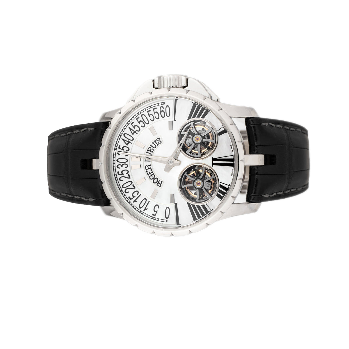 Roger Dubuis Excalibur Double Tourbillion Stainless Steel Mother of Pearl Dial 46.5mm EX45 01 9 N1.67A Full Set